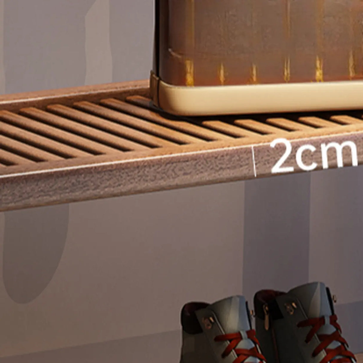 Shelves Freestanding Wood Brown Coat Rack with Mirror Image - 12