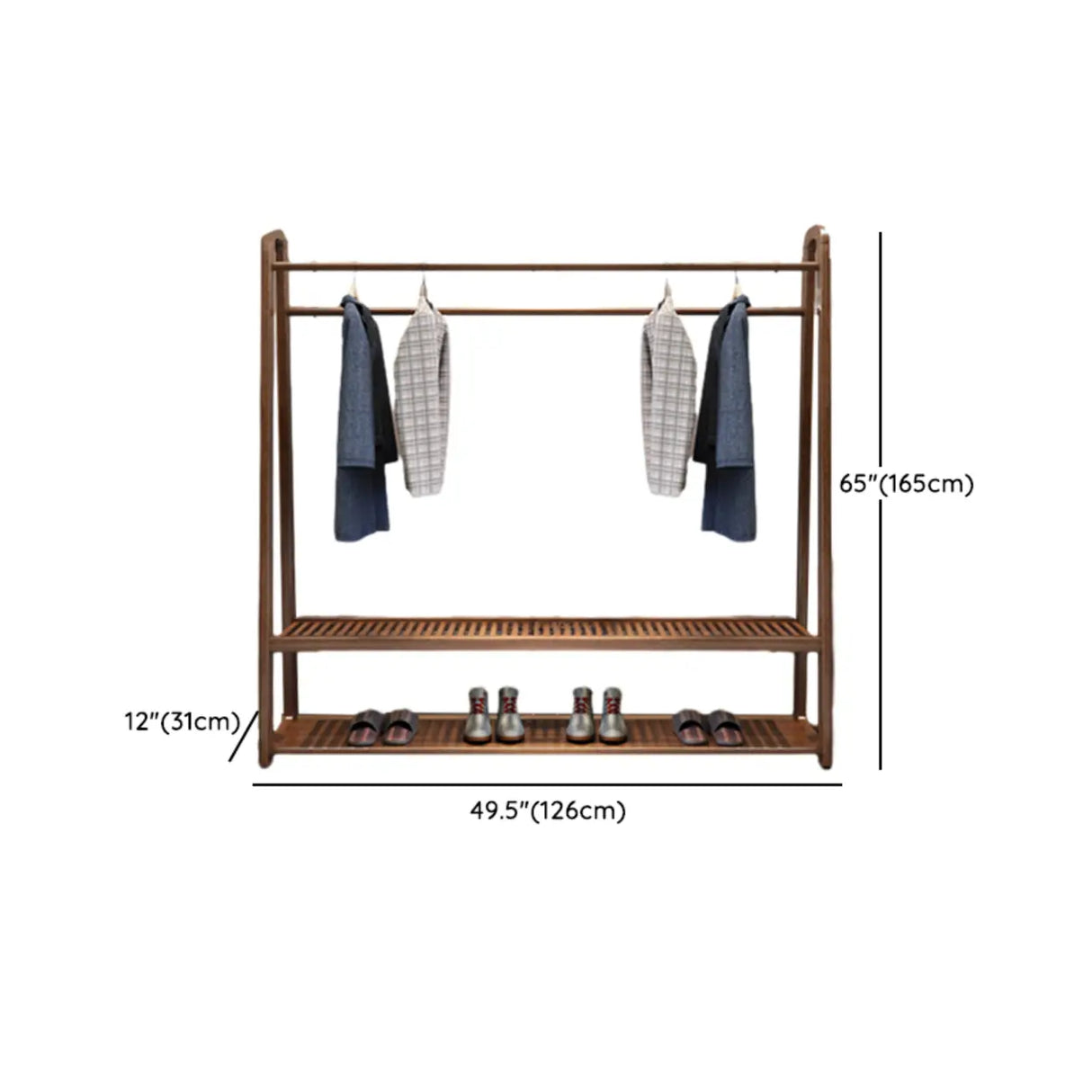 Shelves Freestanding Wood Brown Coat Rack with Mirror Image - 14