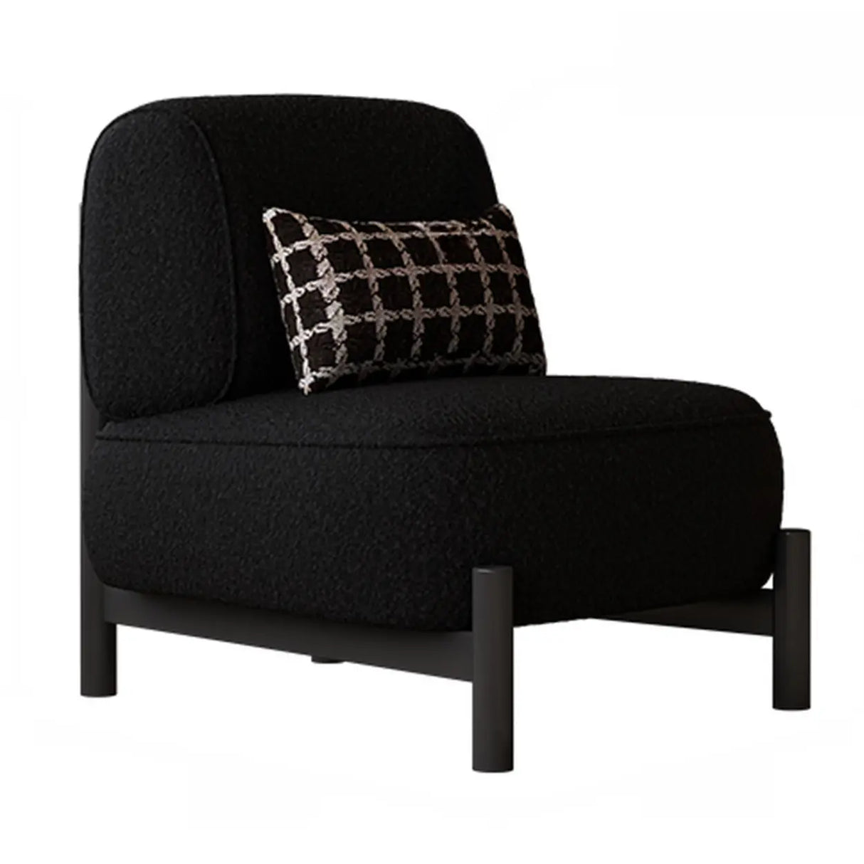 Sherpa White Removable Cushion Lounge Accent Chair with Pillow Image - 4