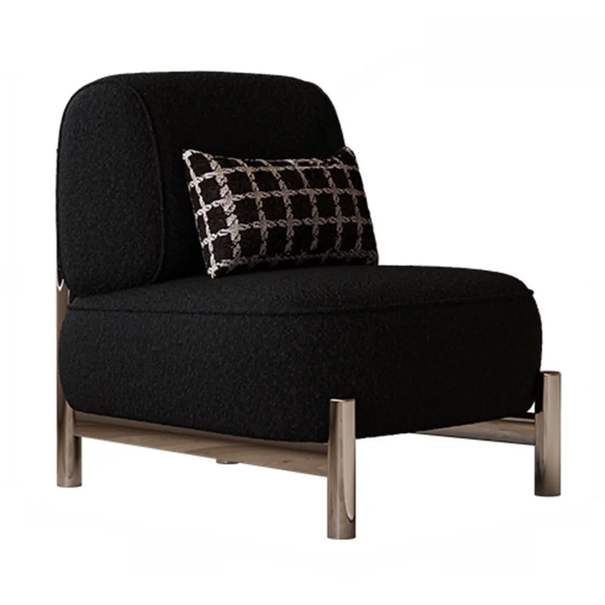 Sherpa White Removable Cushion Lounge Accent Chair with Pillow Image - 7