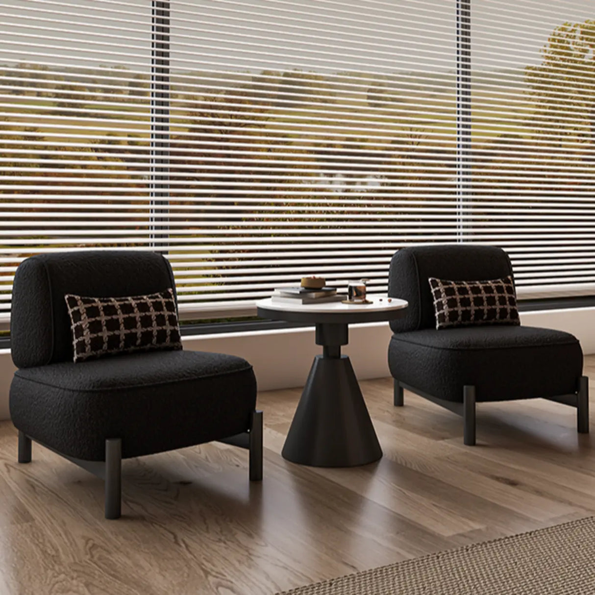 Sherpa White Removable Cushion Lounge Accent Chair with Pillow Image - 9