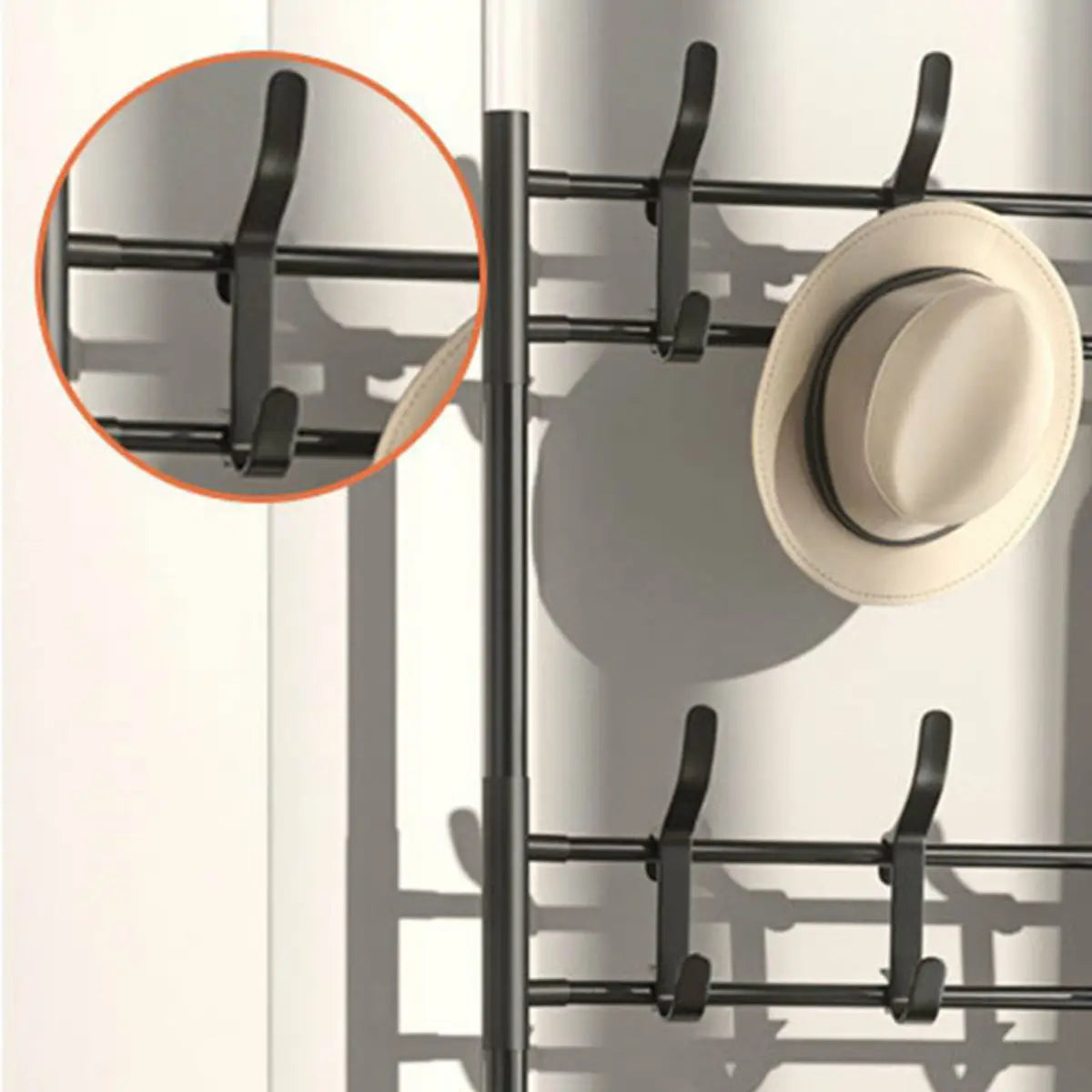 Shoe Storage Metal White Tall Coat Rack with Shelves Image - 8