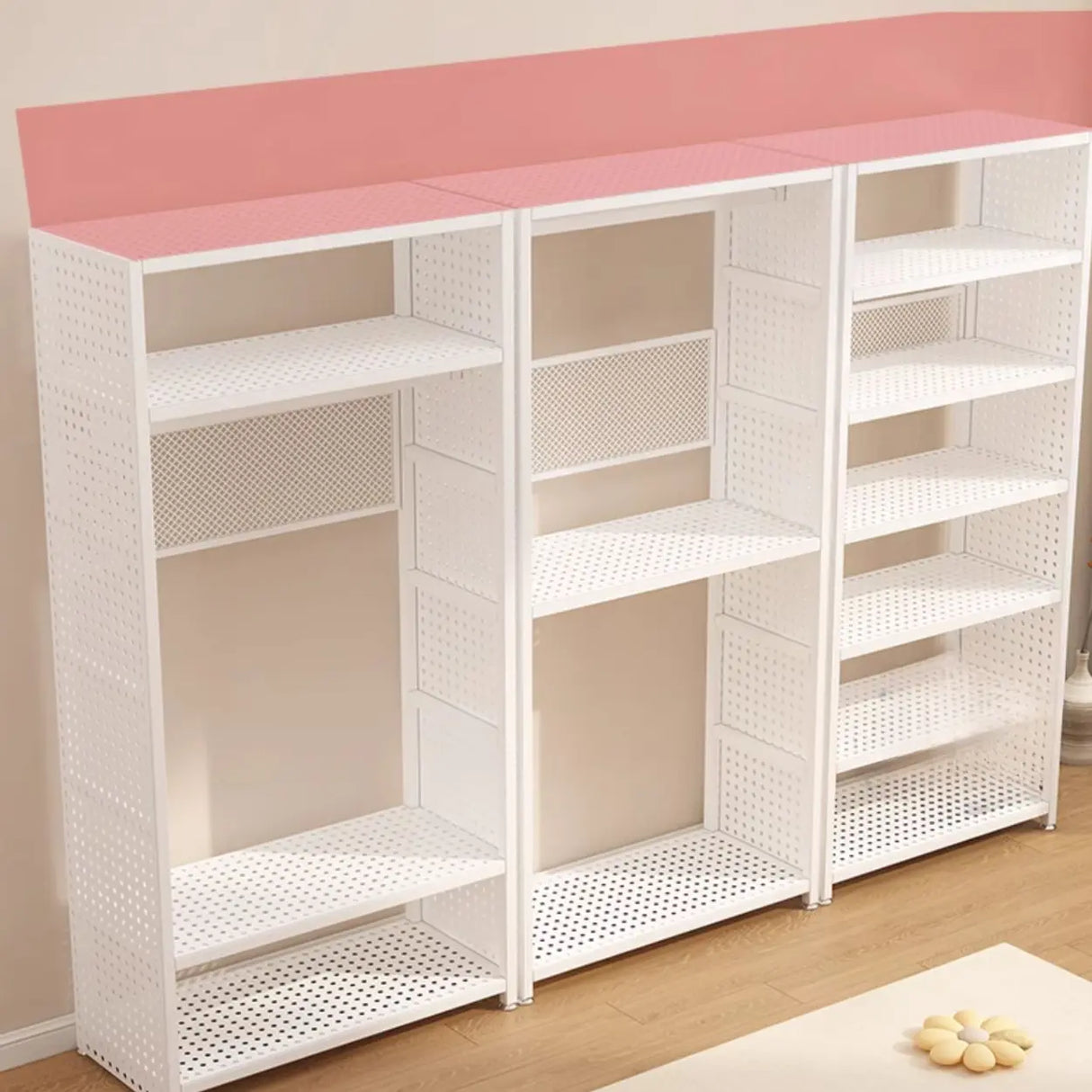 Shoe Storage White Metal Multi-Size Shelves Coat Rack Image - 12