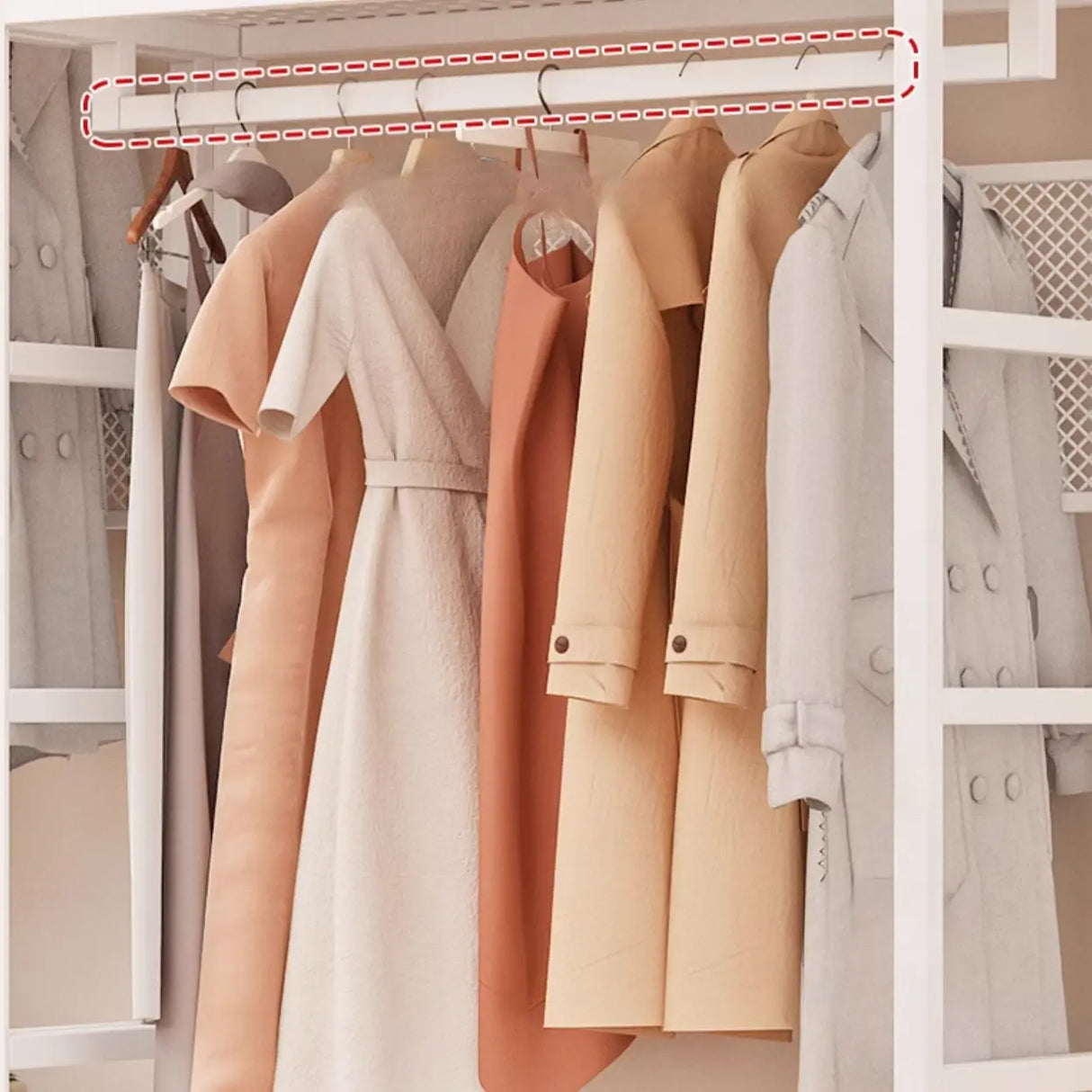 Shoe Storage White Metal Multi-Size Shelves Coat Rack Image - 13