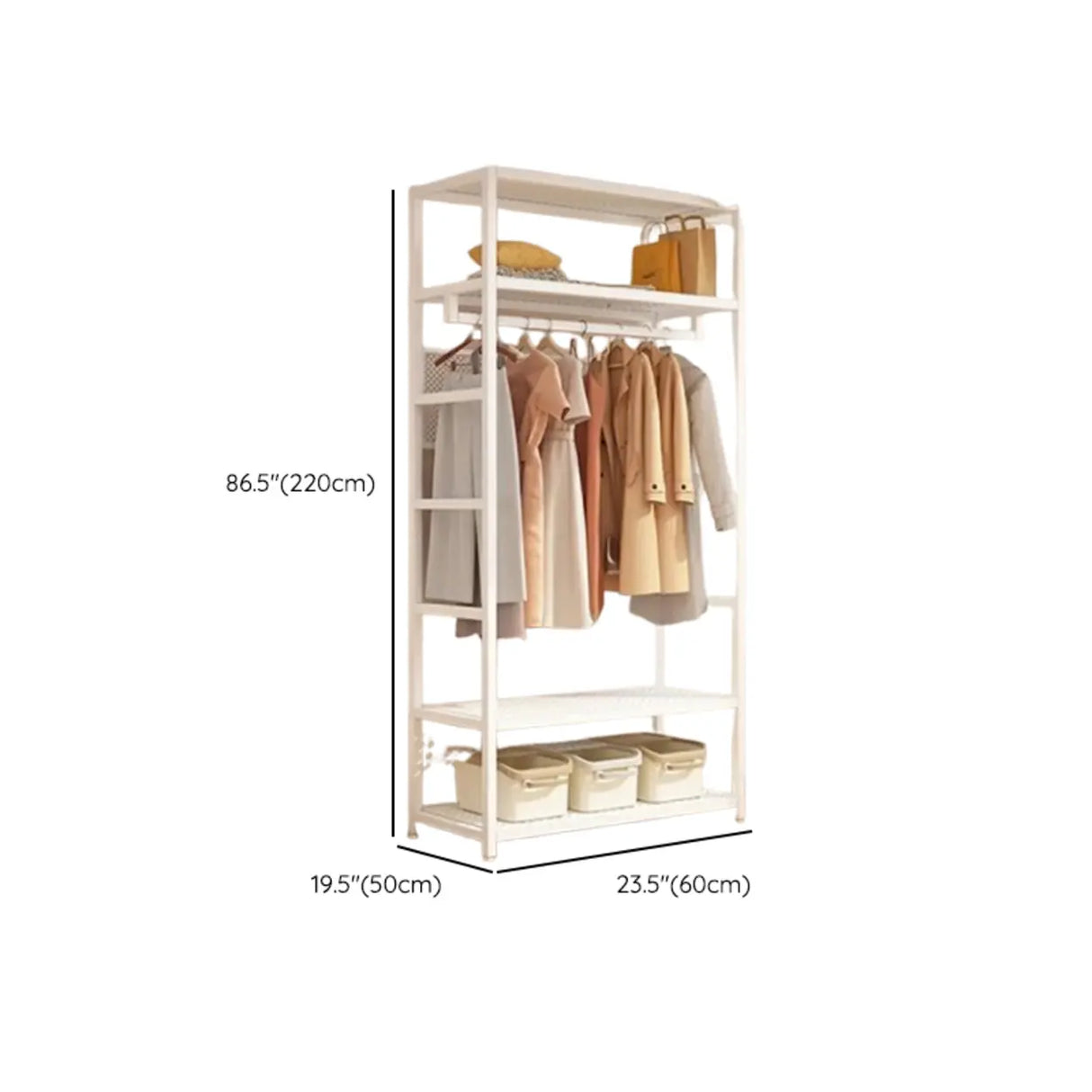 Shoe Storage White Metal Multi-Size Shelves Coat Rack Image - 18