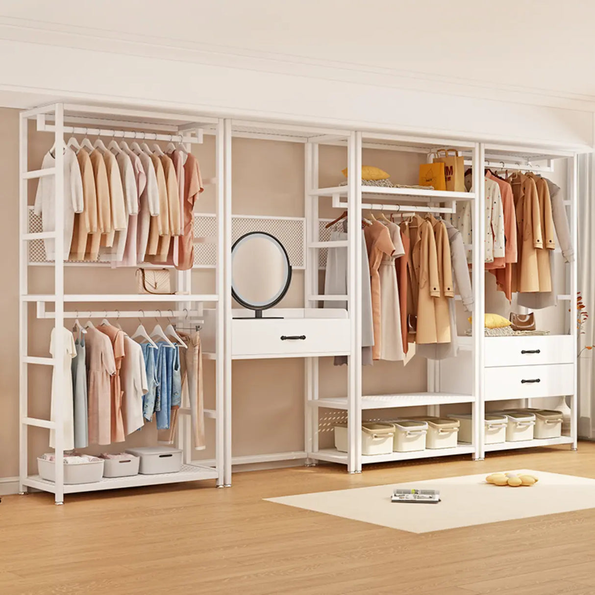 Shoe Storage White Metal Multi-Size Shelves Coat Rack Image - 1