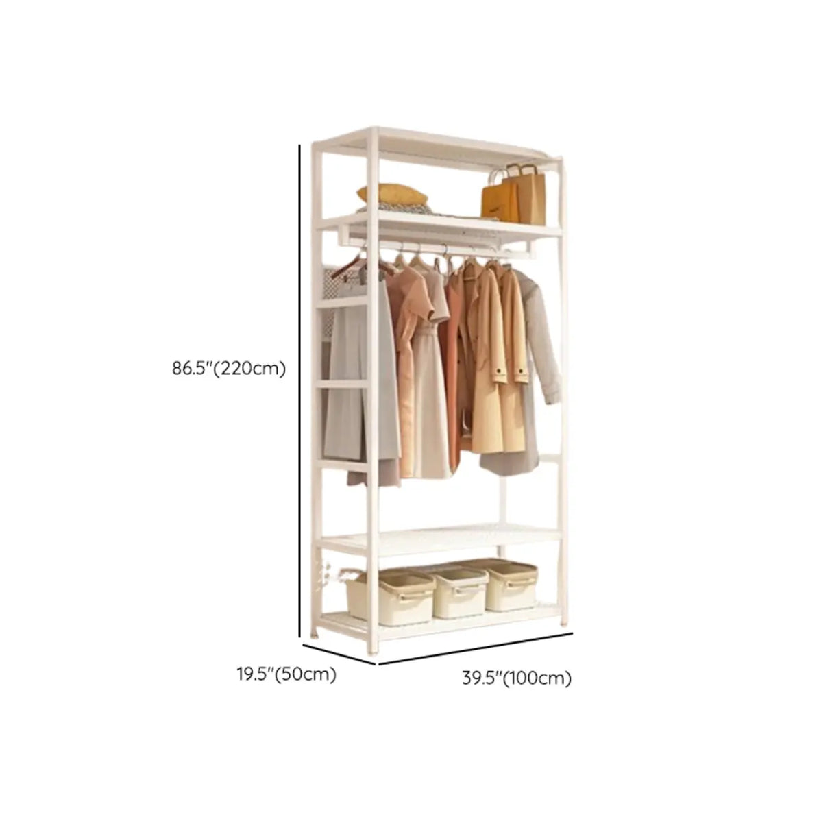 Shoe Storage White Metal Multi-Size Shelves Coat Rack Image - 20