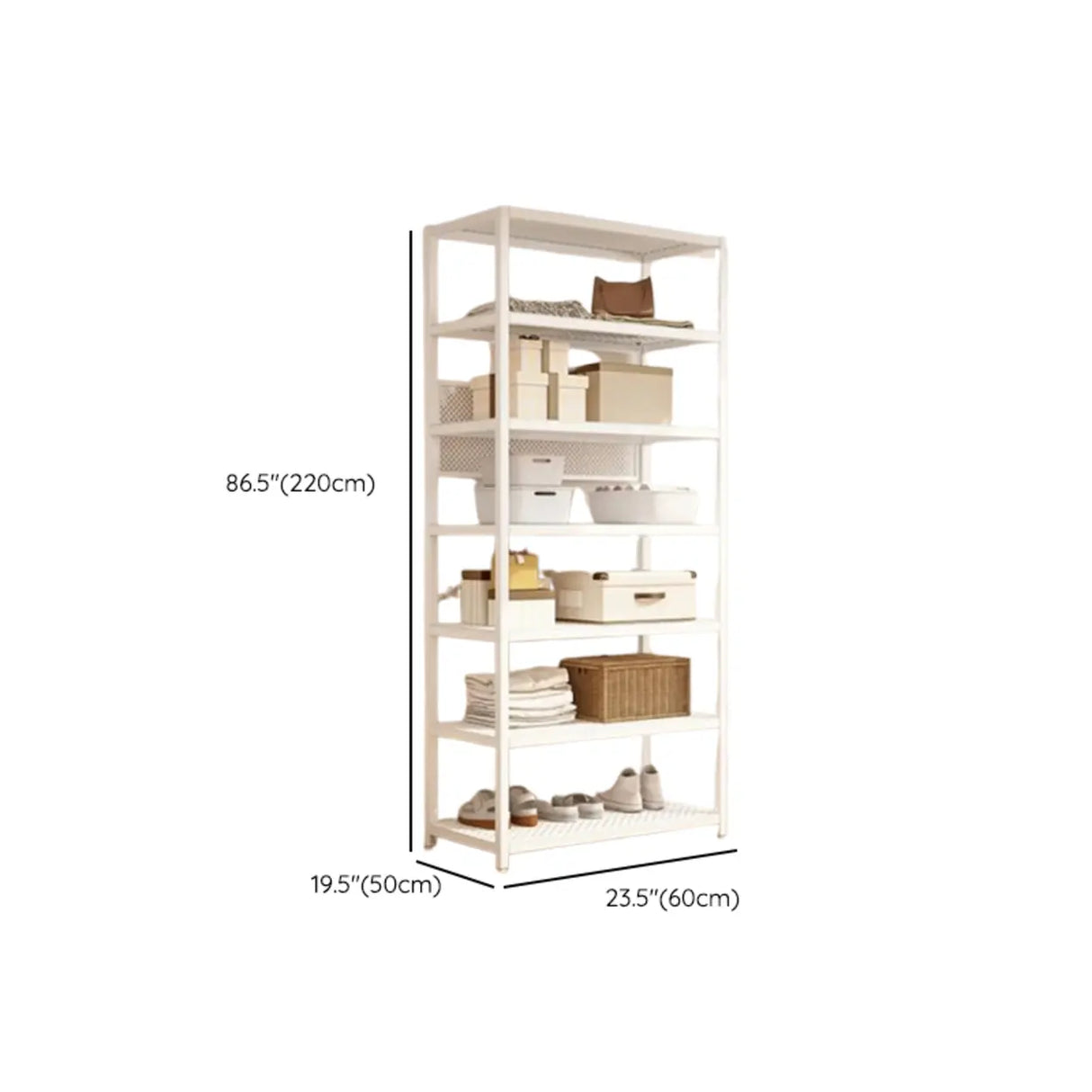 Shoe Storage White Metal Multi-Size Shelves Coat Rack Image - 21