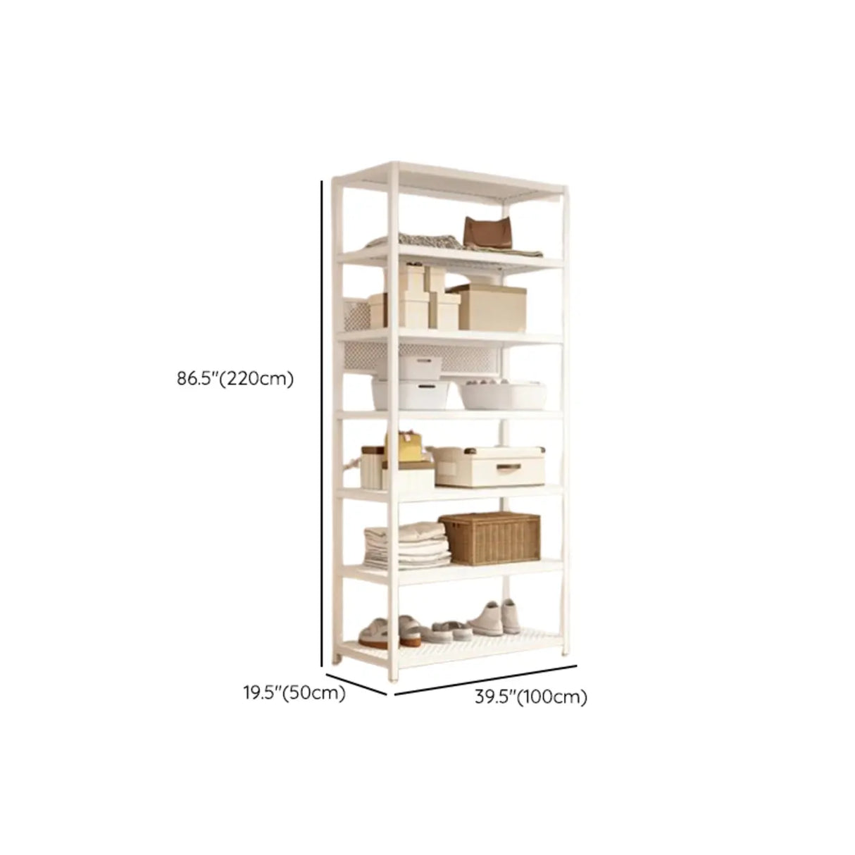 Shoe Storage White Metal Multi-Size Shelves Coat Rack Image - 23