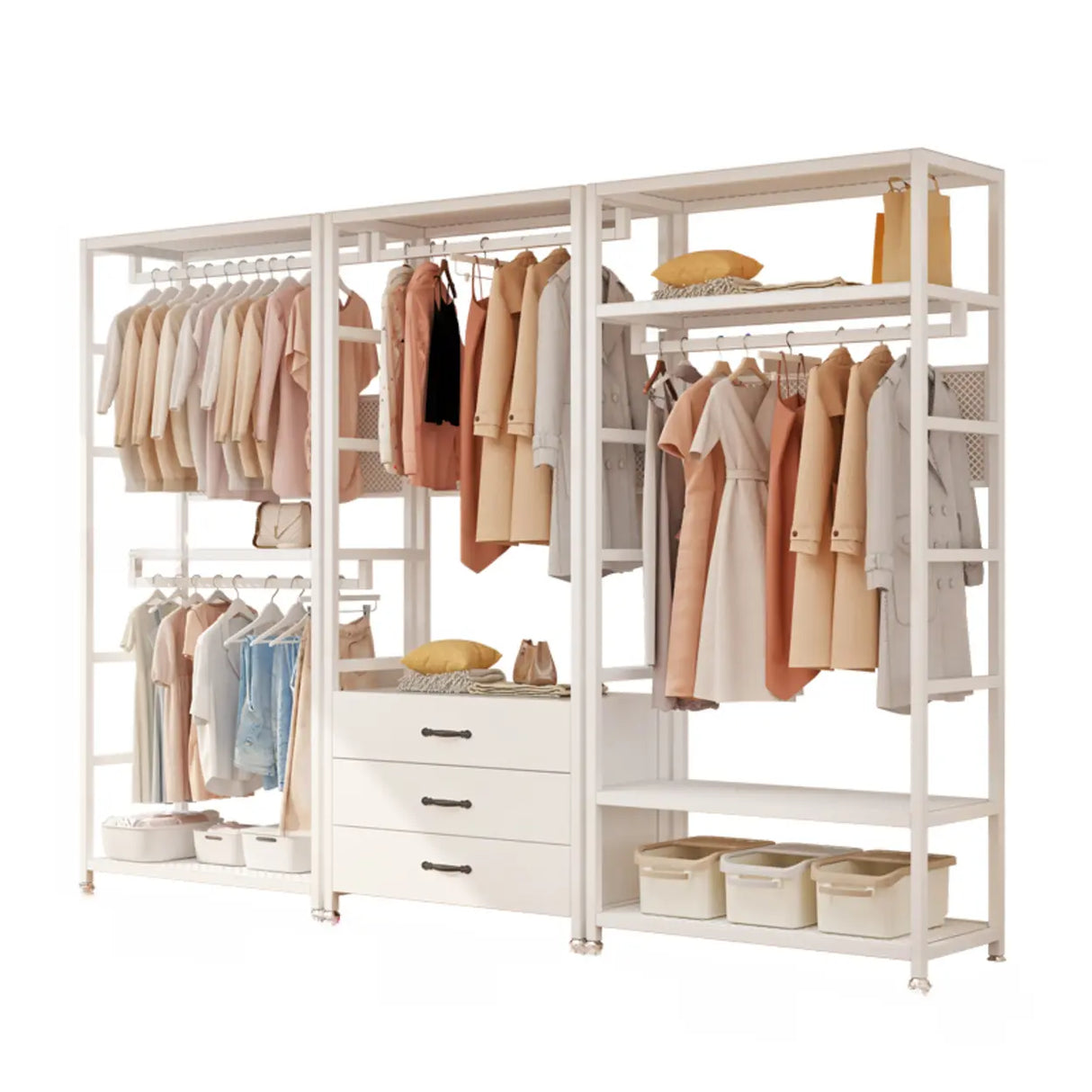 Shoe Storage White Metal Multi-Size Shelves Coat Rack Image - 8