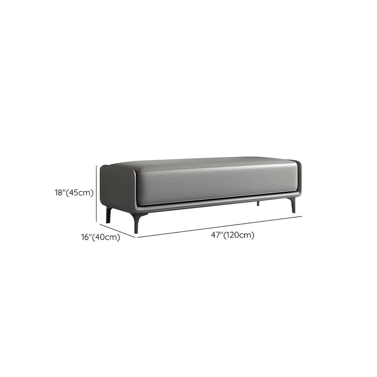 Short Grey Leather Upholstered Bedroom Bench with Legs Image - 23