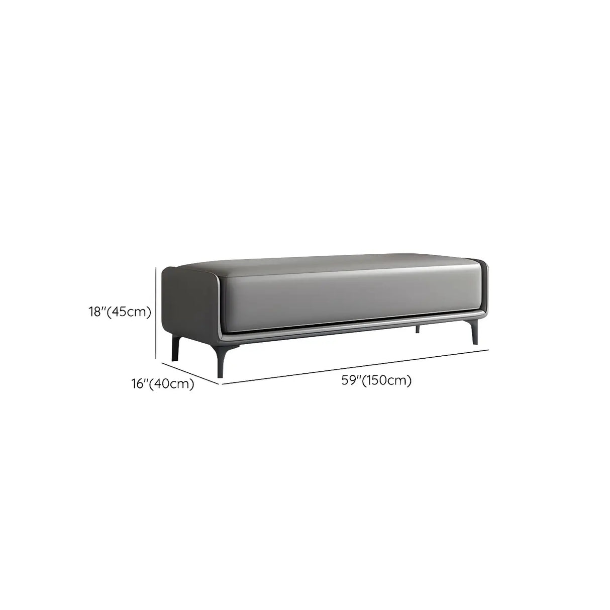 Short Grey Leather Upholstered Bedroom Bench with Legs Image - 24