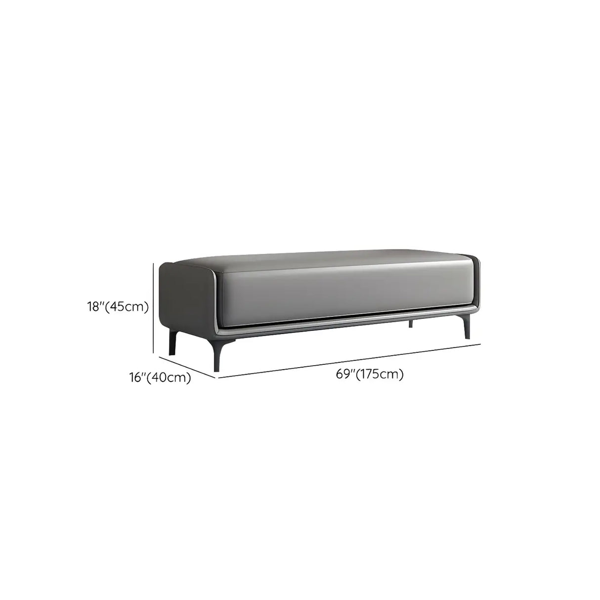 Short Grey Leather Upholstered Bedroom Bench with Legs Image - 25