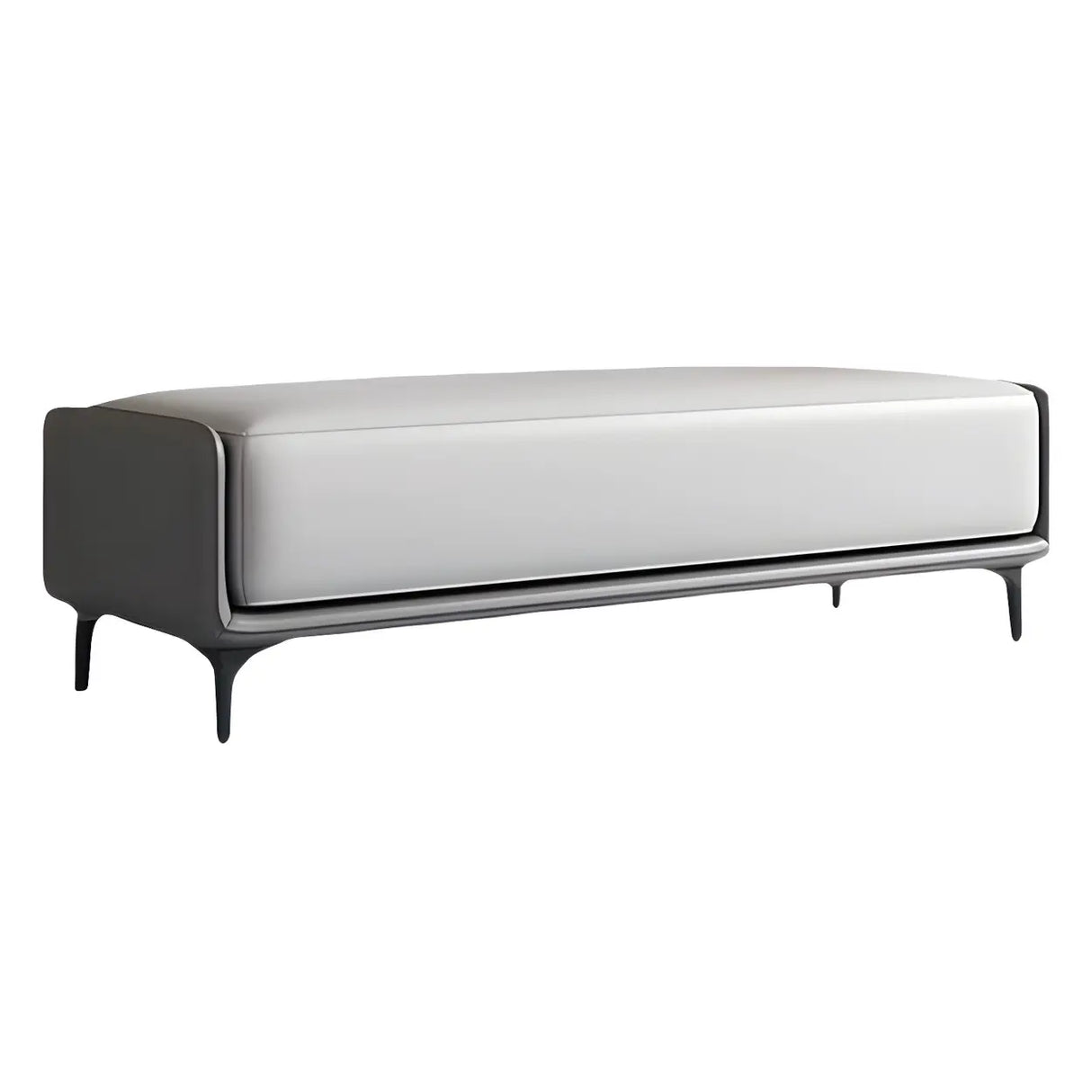 Short Grey Leather Upholstered Bedroom Bench with Legs Image - 5
