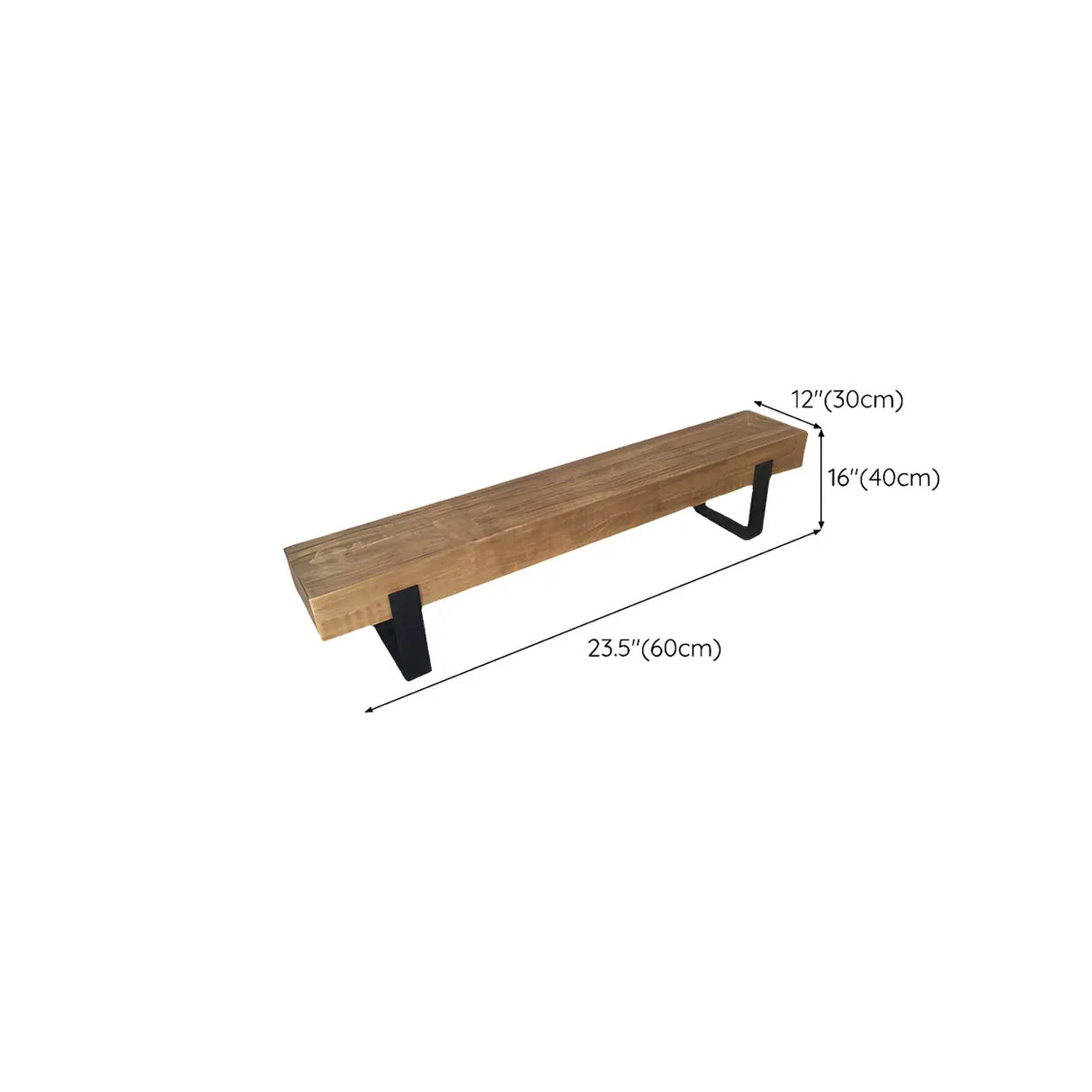 Short Height Pine Wood Dining Bench with Metal Legs