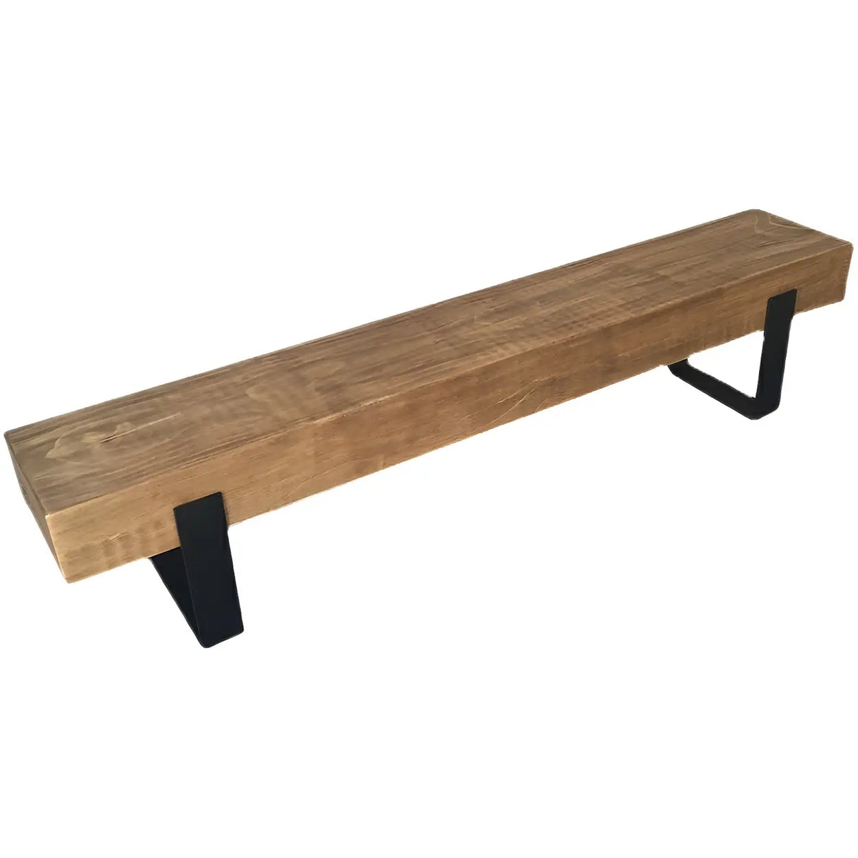 Short Height Pine Wood Dining Bench with Metal Legs Image - 5