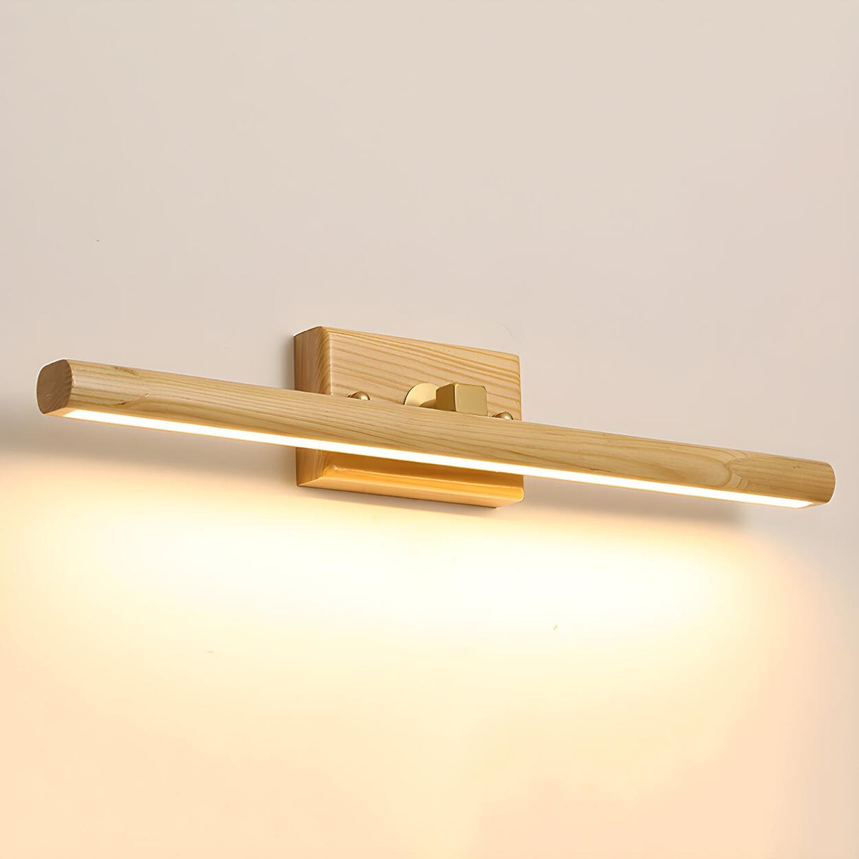 Shower Room Simple Nordic Wooden Cylinder Vanity Light Image - 6