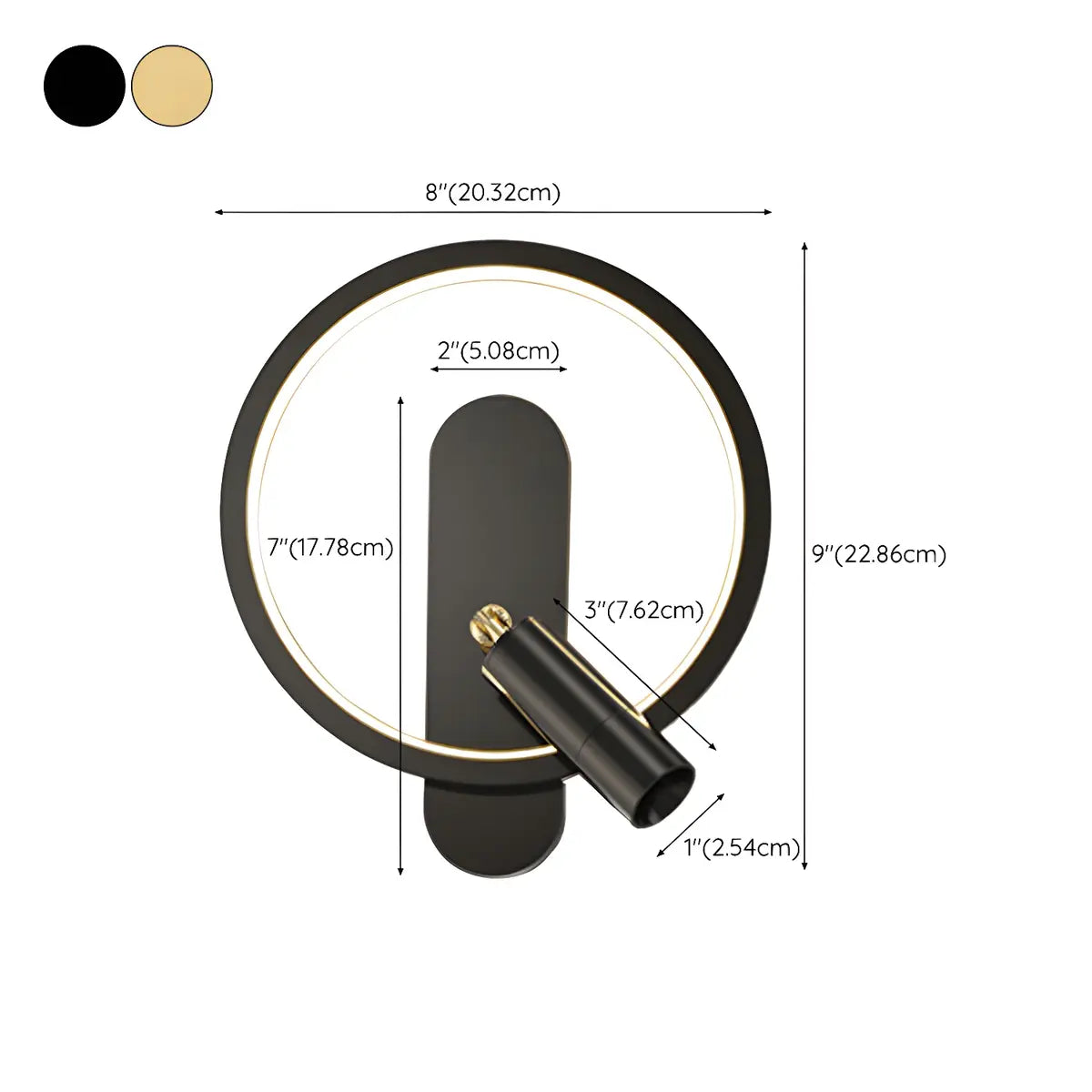 Silica Gel Circular Gold Reading Wall Light Fixture