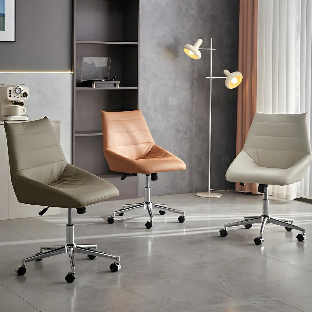 Silver Base Swivel Ergonomic Leather Office Chairs Image - 6
