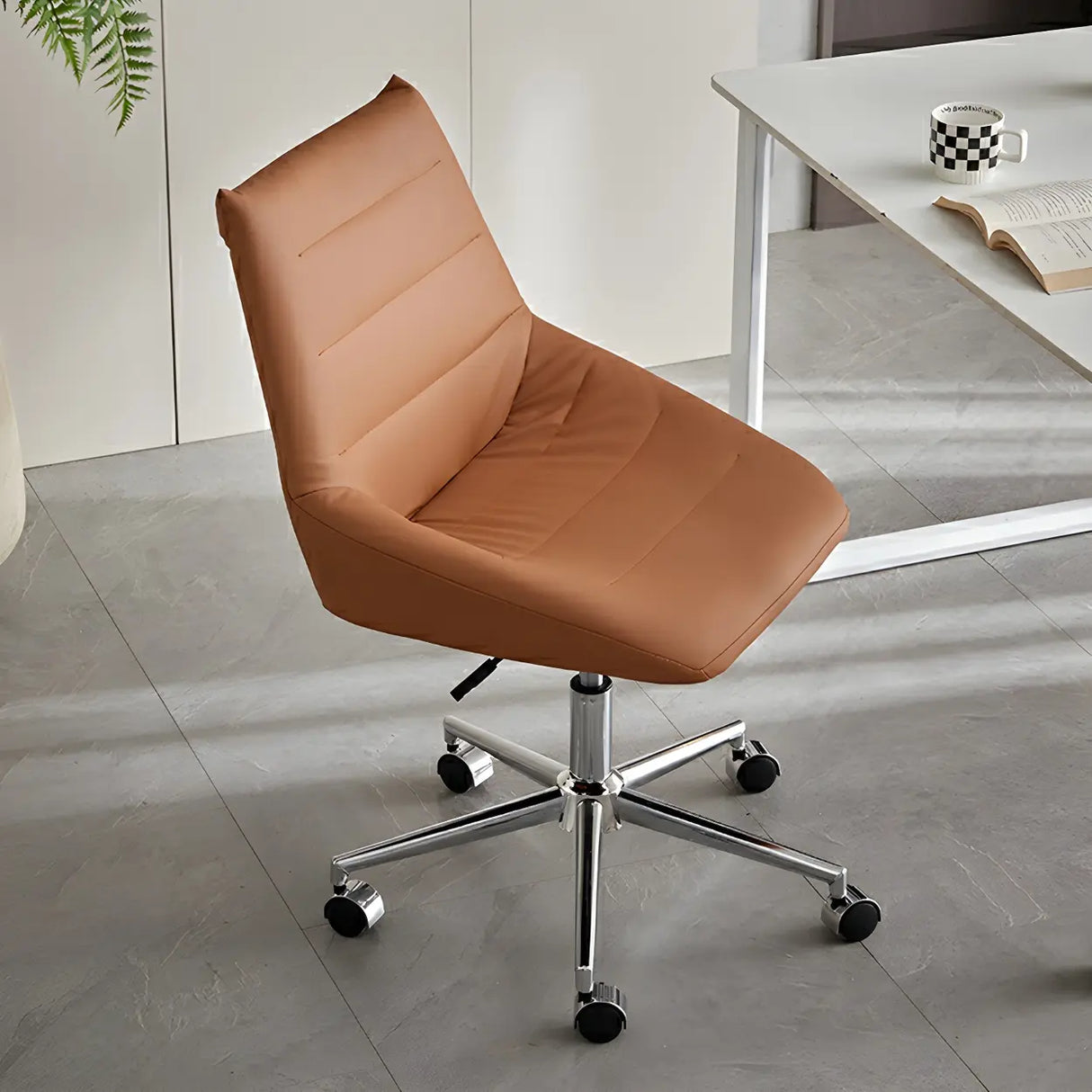 Silver Base Swivel Ergonomic Leather Office Chairs Image - 8
