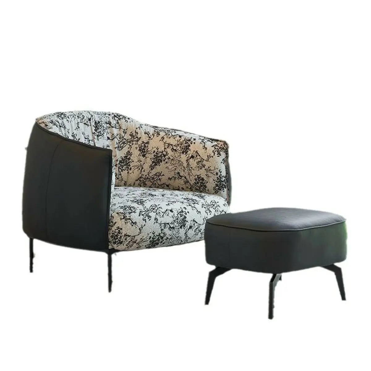 Silver Four Legs Leather Pillow Back Accent Chair Image - 10