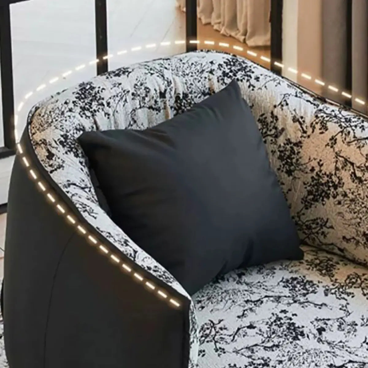 Silver Four Legs Leather Pillow Back Accent Chair Image - 15