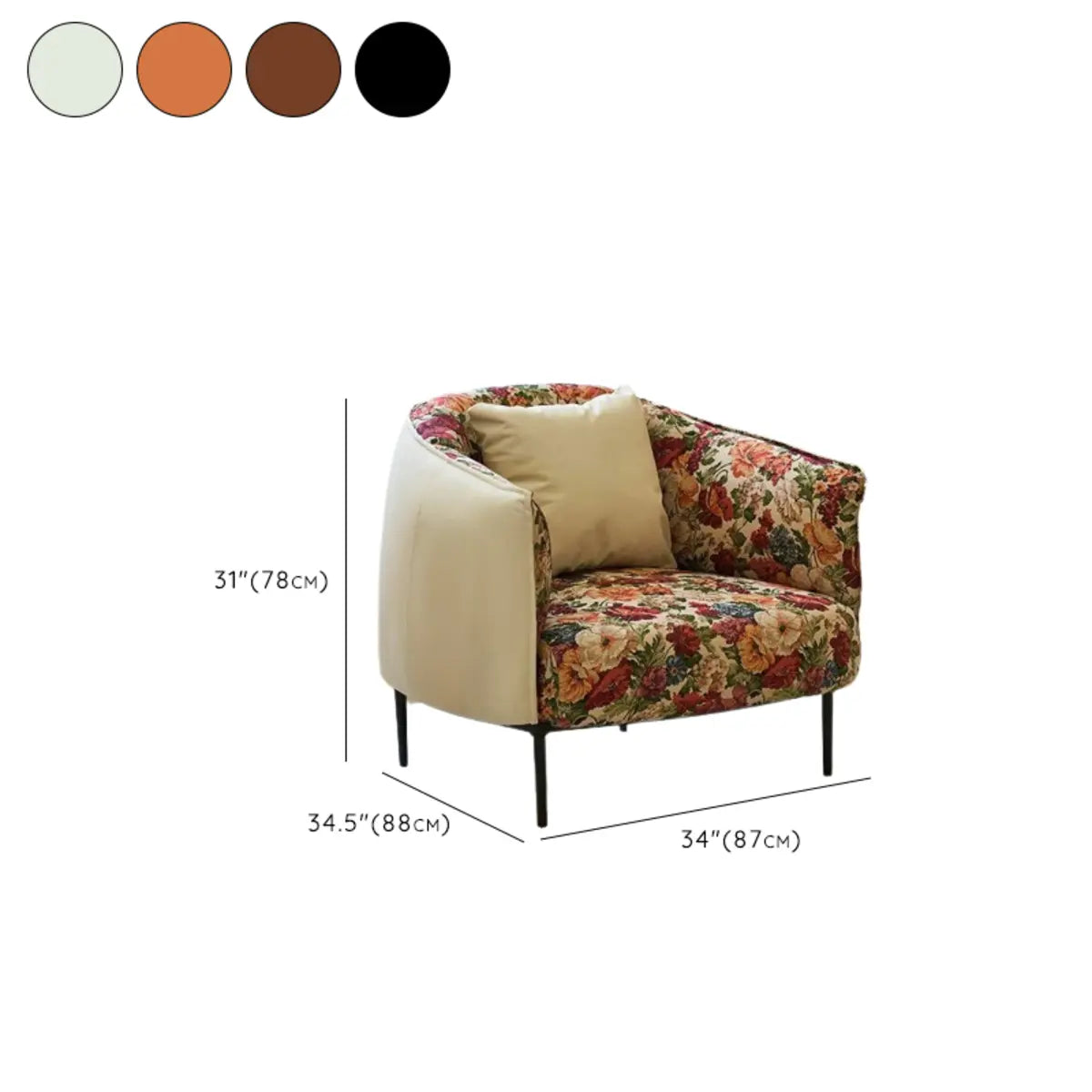 Silver Four Legs Leather Pillow Back Accent Chair Image - 35