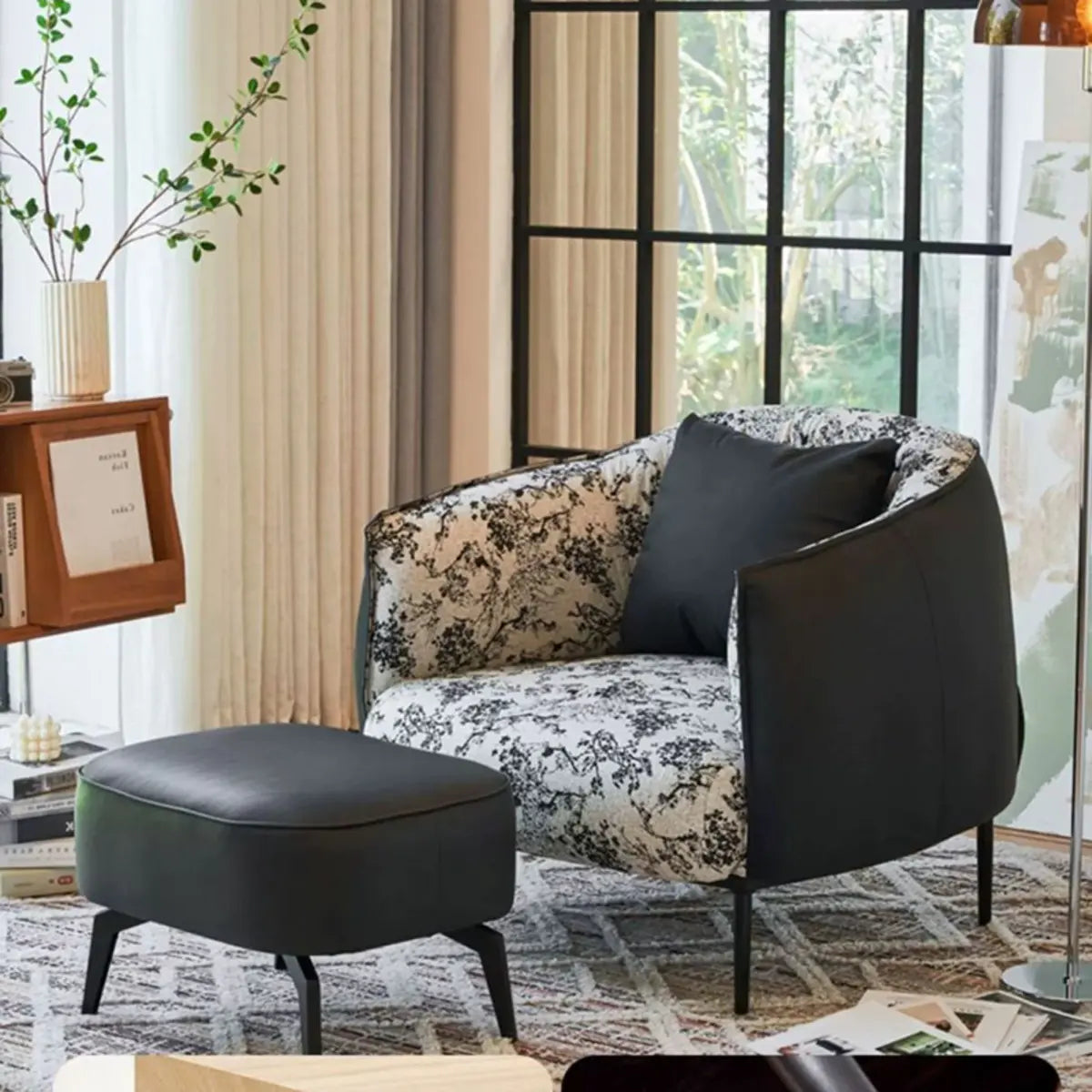 Silver Four Legs Leather Pillow Back Accent Chair Image - 4