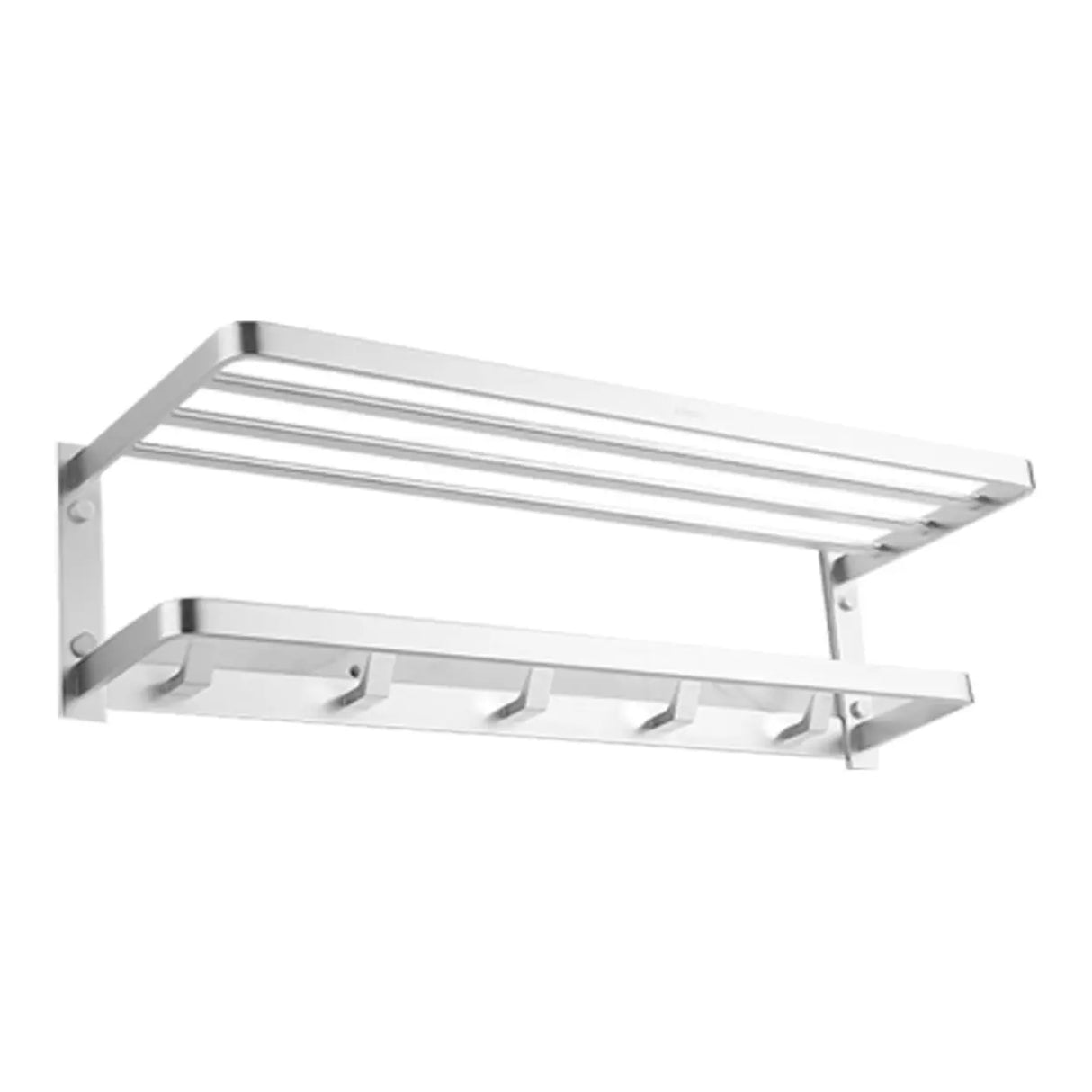 Silver Metal Shelf Bathroom Hardware Set with Hooks Image - 10