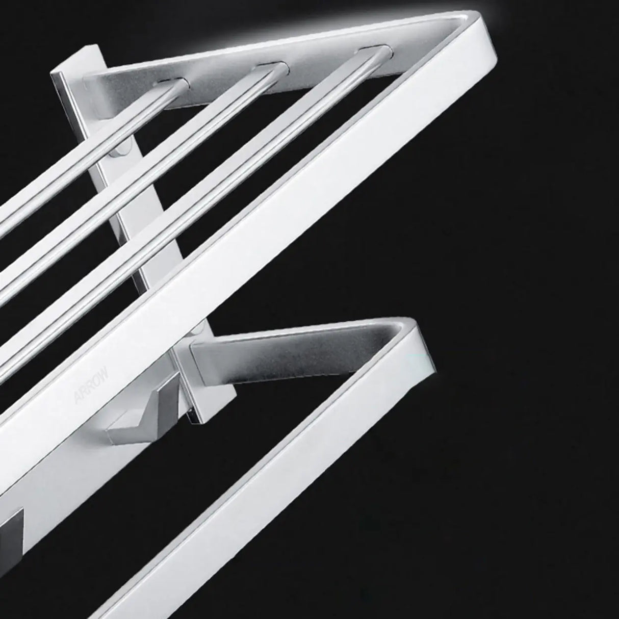 Silver Metal Shelf Bathroom Hardware Set with Hooks Image - 6