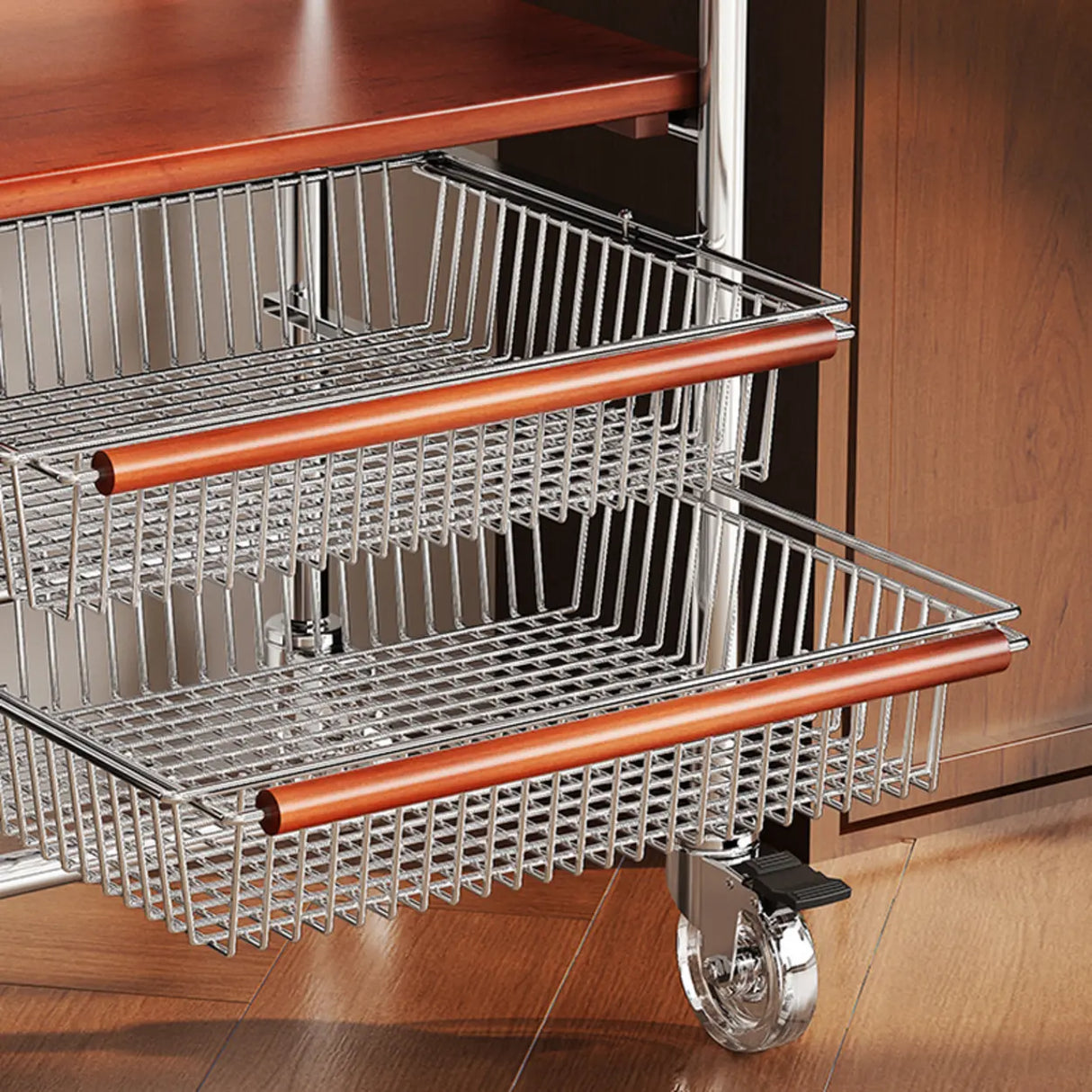 Silver Metallic Mobile Storage Coat Rack with Lockers Image - 6