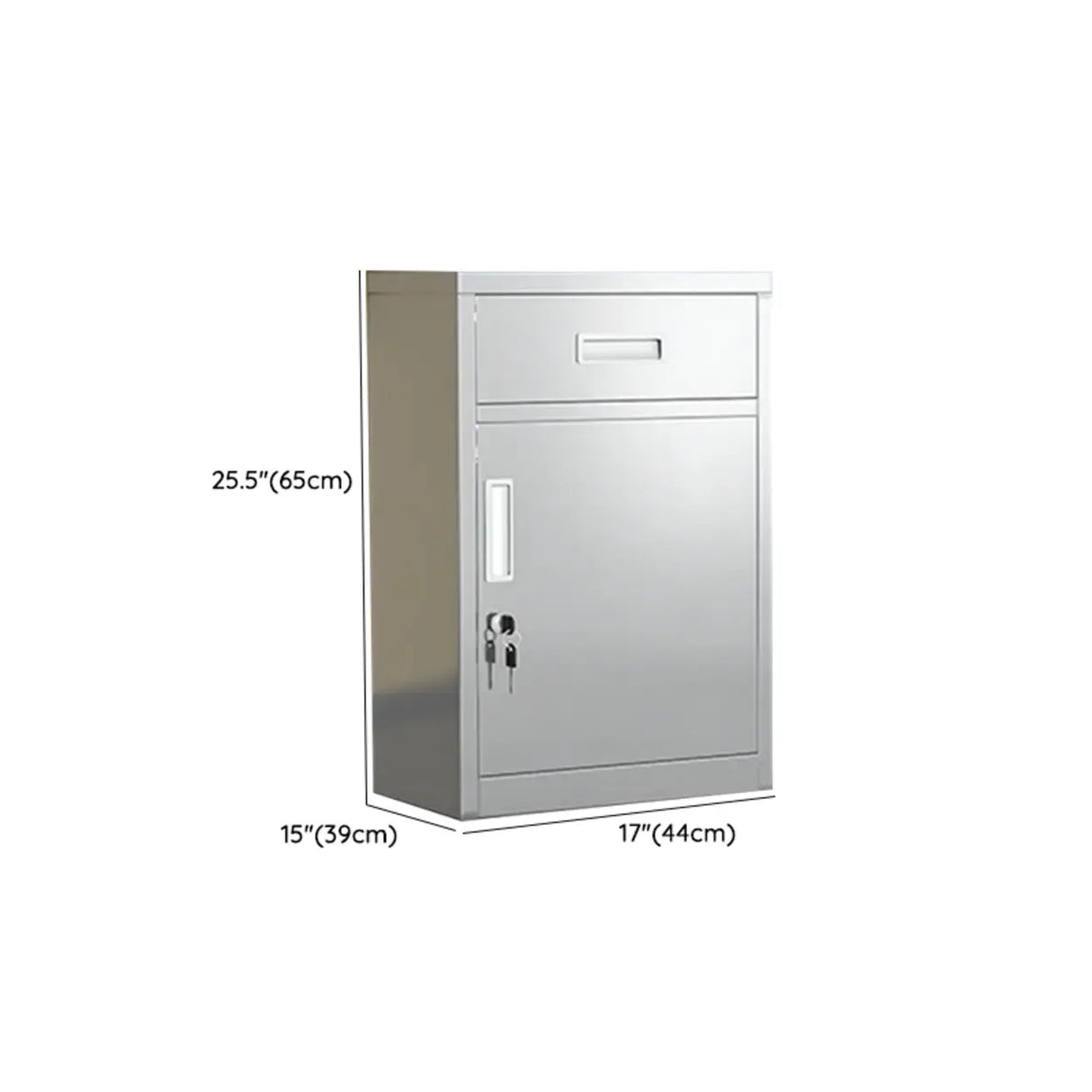 Silver Rectangle Stainless Steel Lockable Filing Cabinet