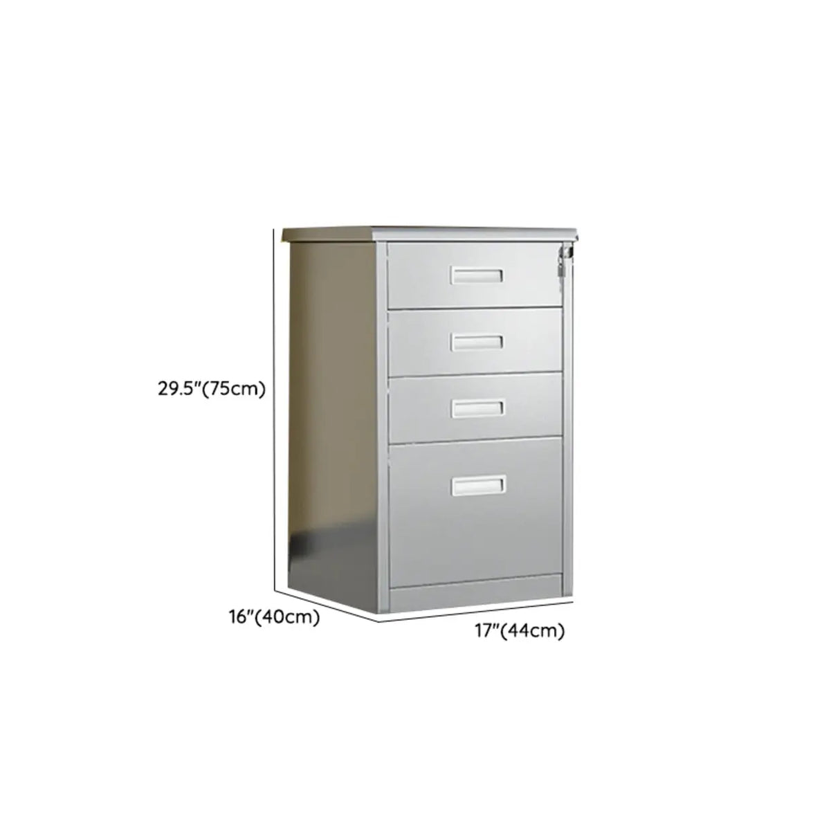 Silver Rectangle Stainless Steel Lockable Filing Cabinet Image - 13