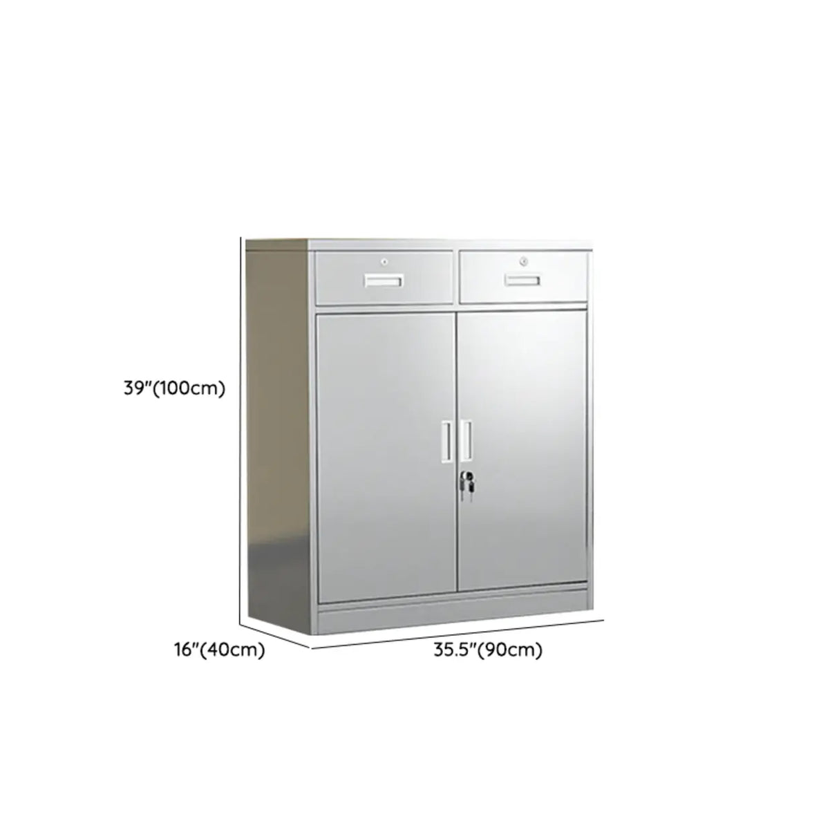 Silver Rectangle Stainless Steel Lockable Filing Cabinet Image - 14