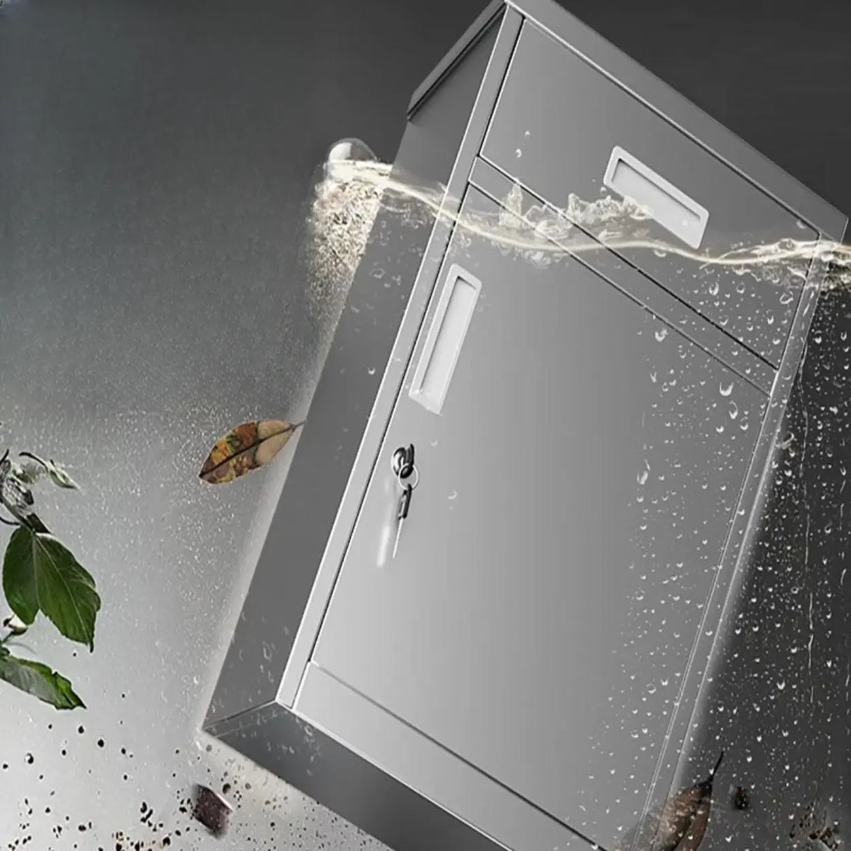 Silver Rectangle Stainless Steel Lockable Filing Cabinet Image - 4