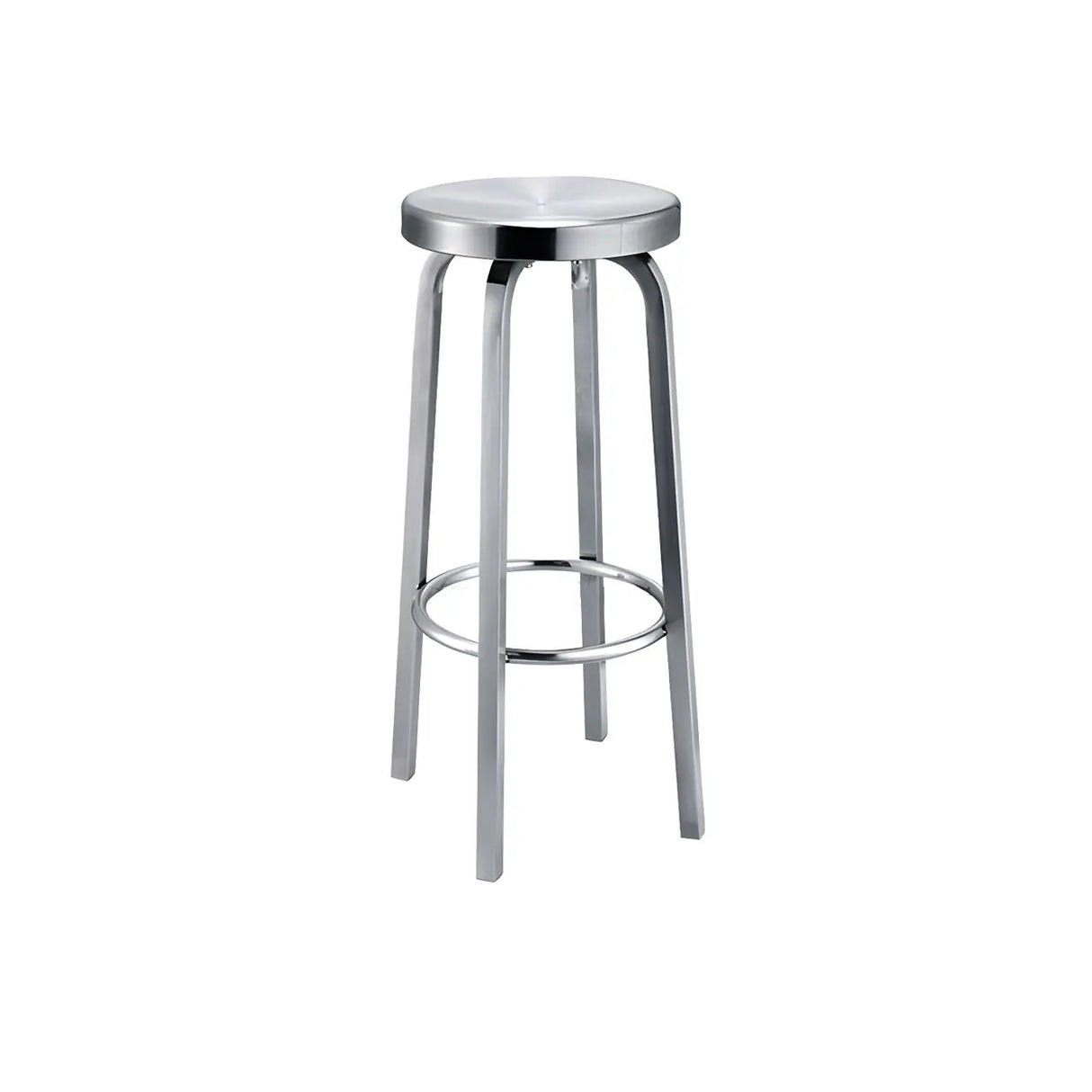Silver Round Stainless Steel Backless Bar Stool Image - 3