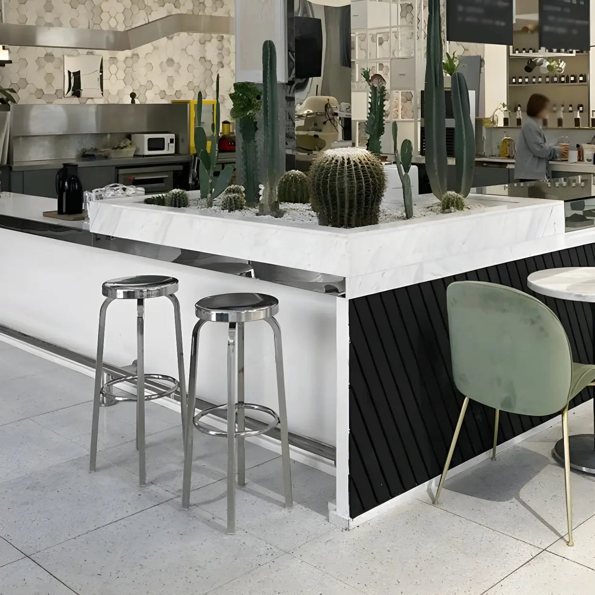 Silver Round Stainless Steel Backless Bar Stool Image - 6