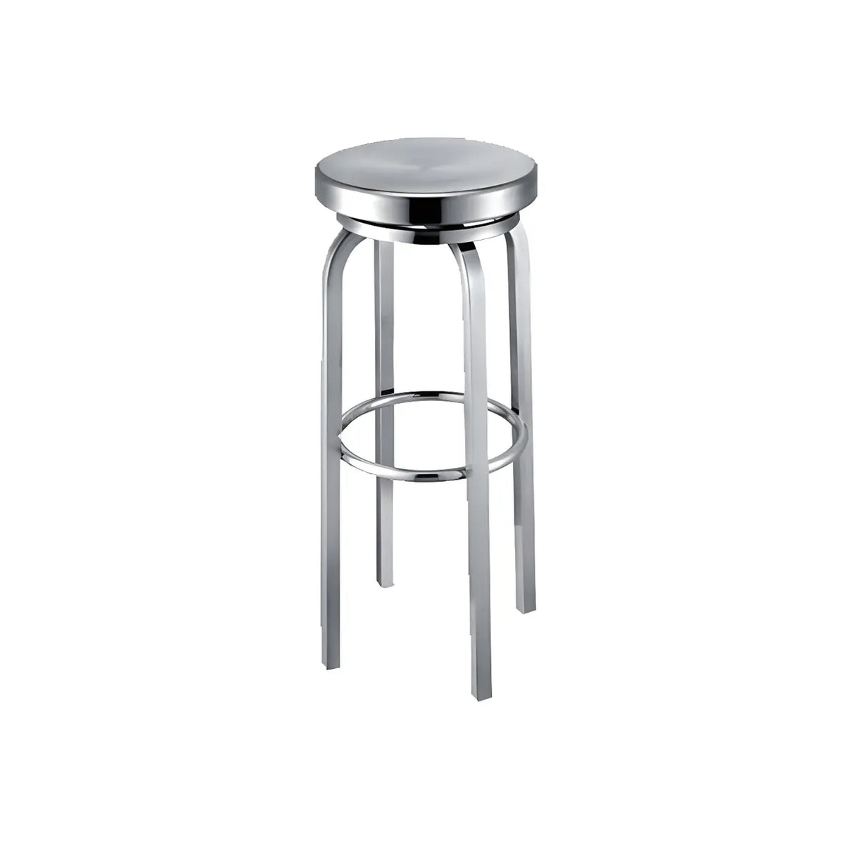 Silver Round Stainless Steel Backless Bar Stool Image - 8