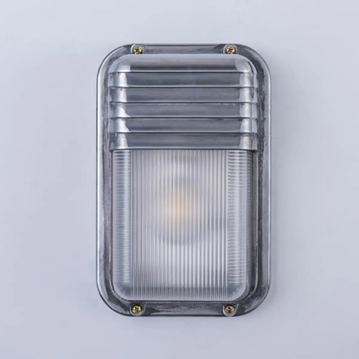 Silver Simple Geometric Chrome Outdoor Glass Wall Light Image - 12