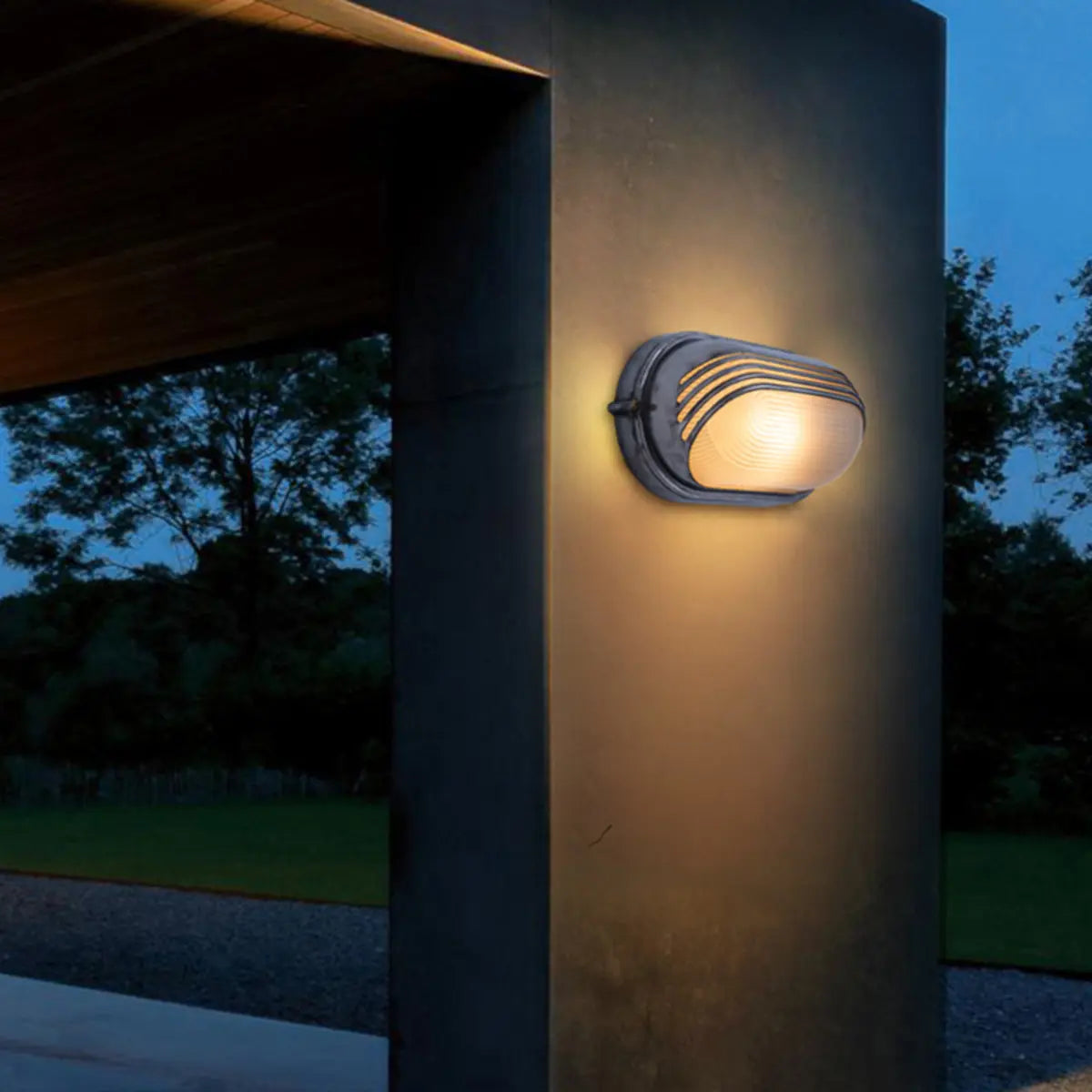 Silver Simple Geometric Chrome Outdoor Glass Wall Light Image - 3