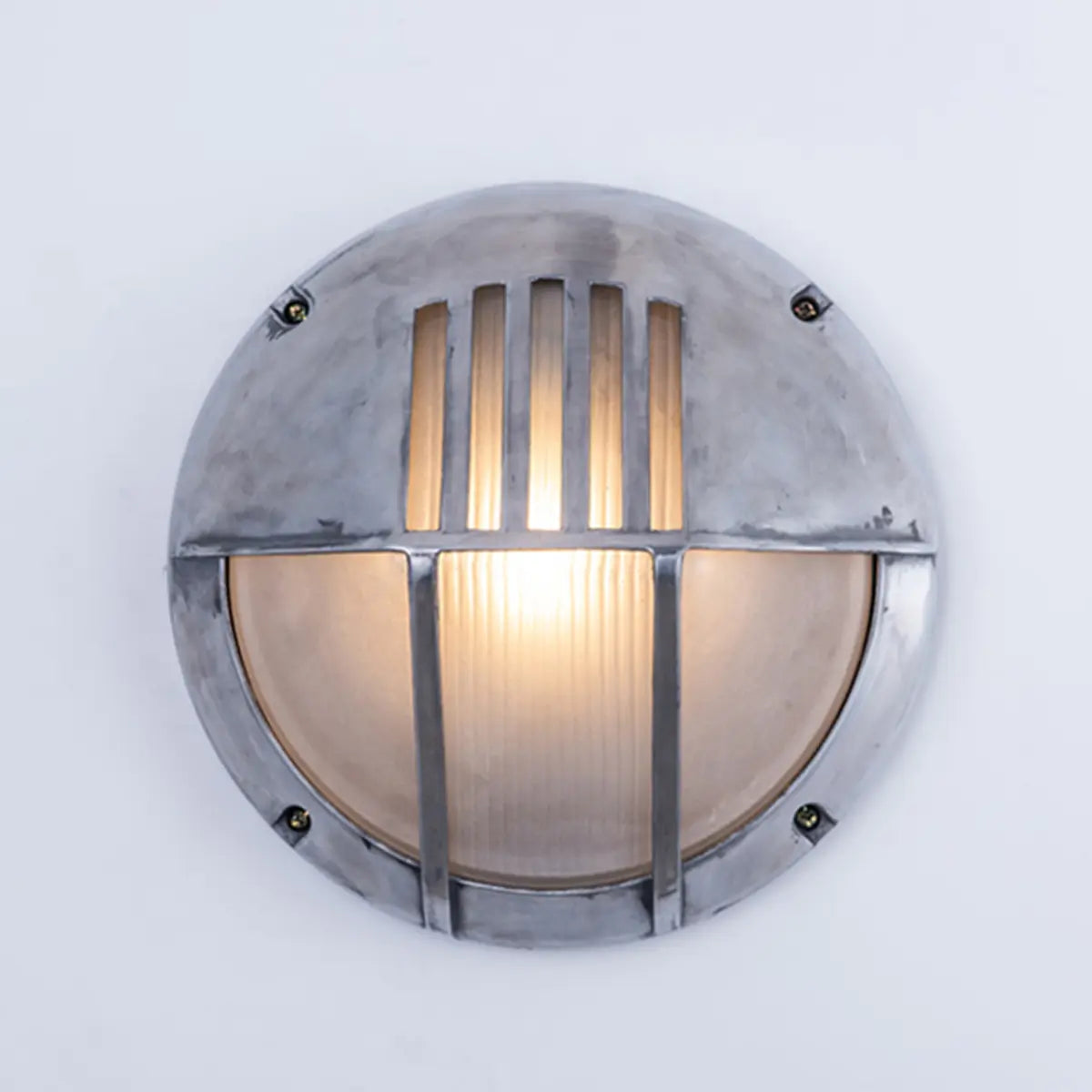 Silver Simple Geometric Chrome Outdoor Glass Wall Light Image - 5