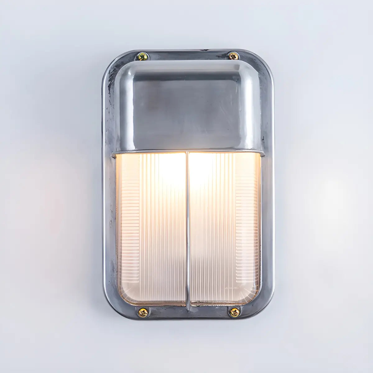 Silver Simple Geometric Chrome Outdoor Glass Wall Light Image - 7