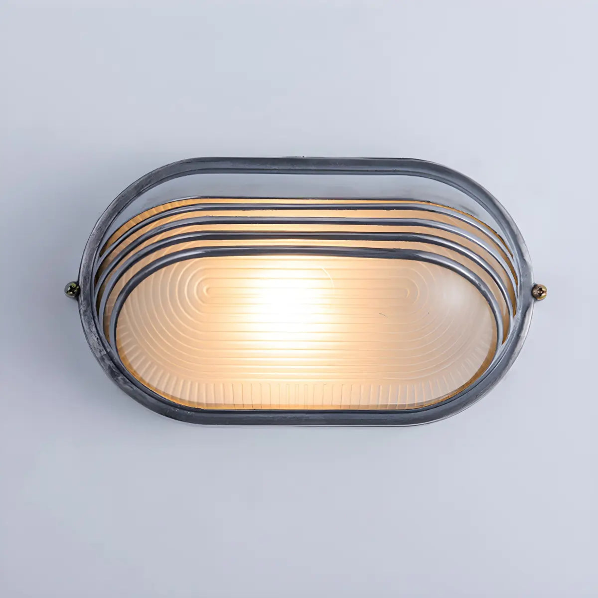 Silver Simple Geometric Chrome Outdoor Glass Wall Light Image - 9