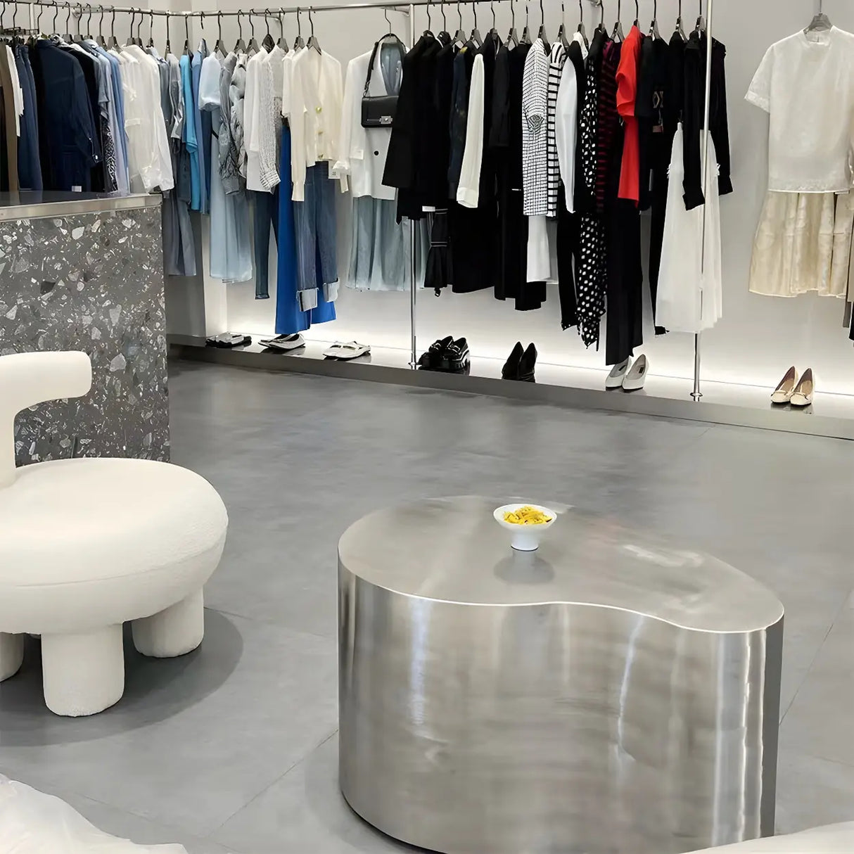 Silver Stainless Steel Free Form Abstract Coffee Table Image - 10