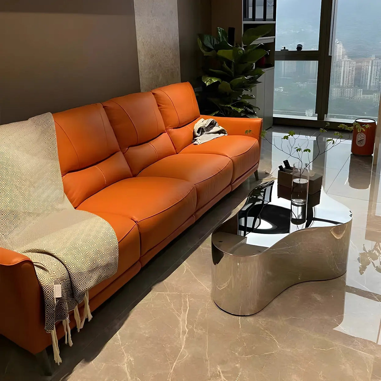 Silver Stainless Steel Free Form Abstract Coffee Table Image - 16