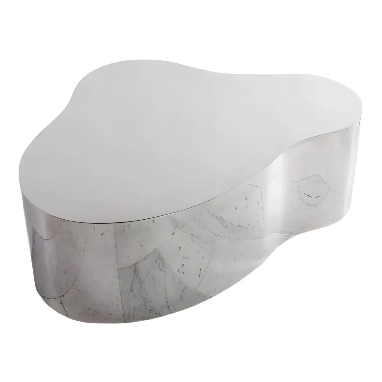 Silver Stainless Steel Free Form Abstract Coffee Table Image - 7