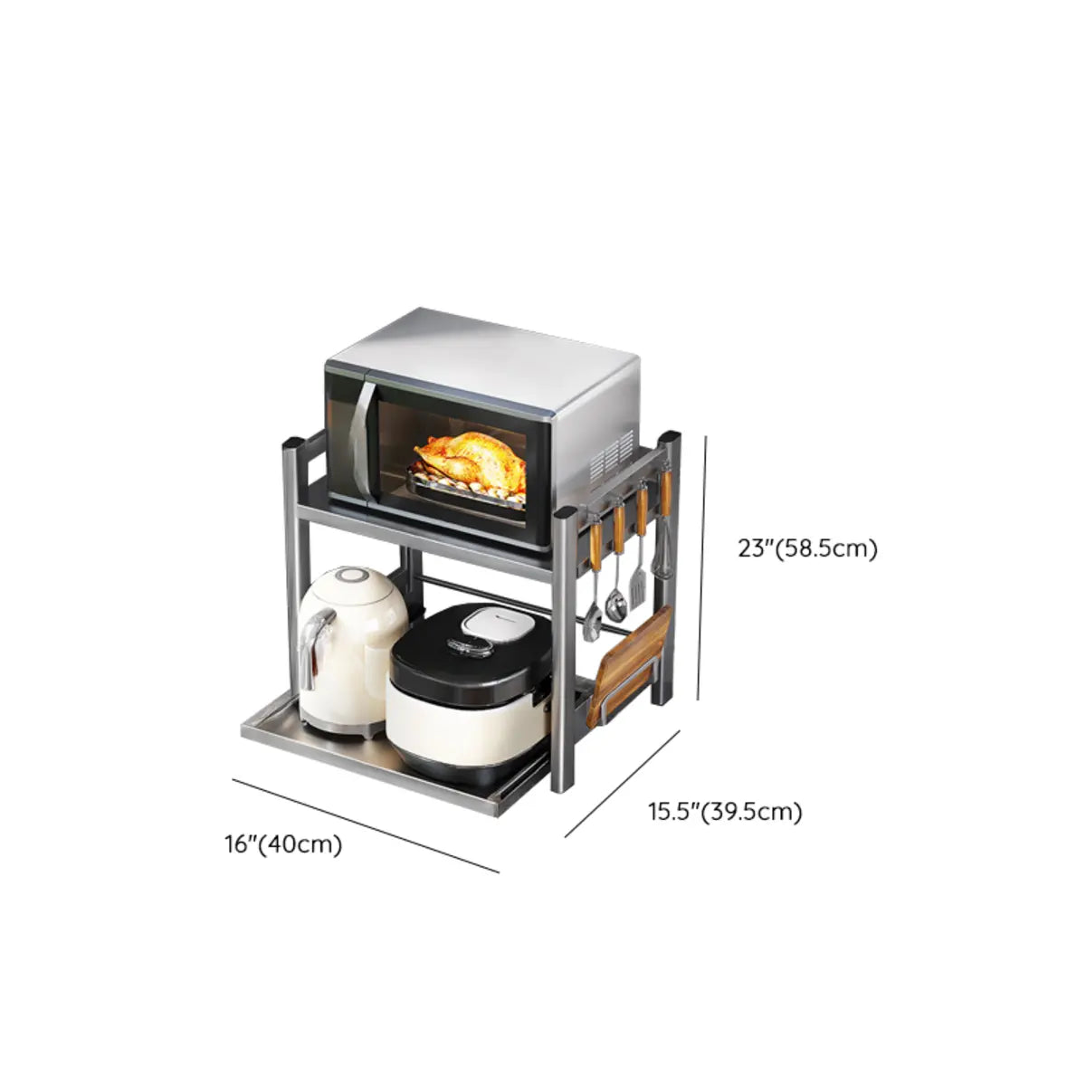 Silver Stainless Steel Microwave Shelf Baker's Rack