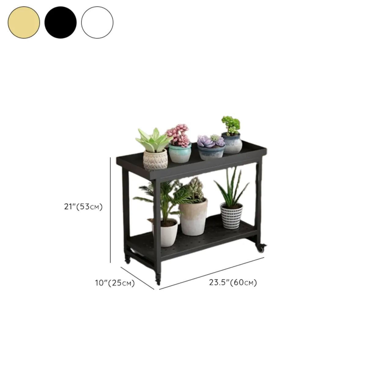 Simple 2 Tier Rectangle Metal Sliding Plant Stand White