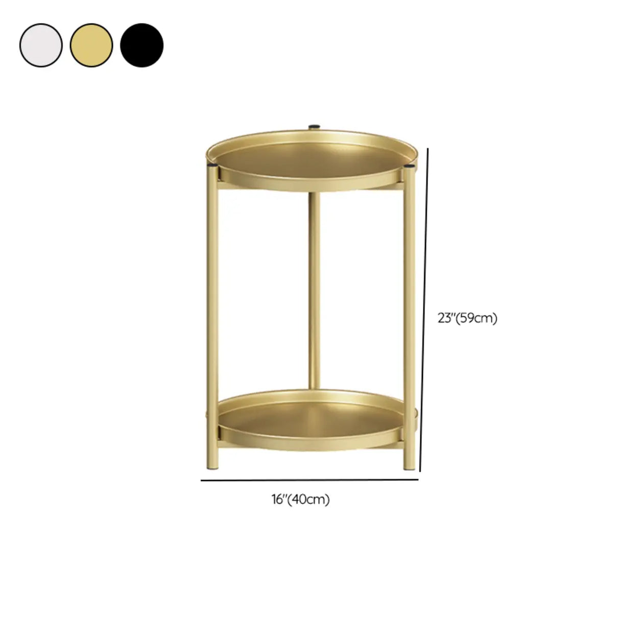 Simple 2-Tiers Round Floor Metal Base Plant Stand Black Image - 25