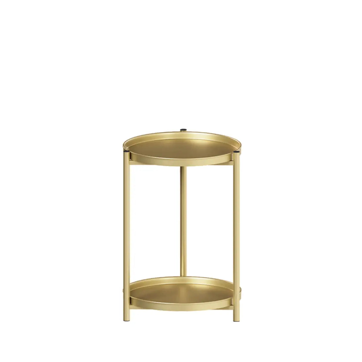 Simple 2-Tiers Round Floor Metal Base Plant Stand Black Image - 5